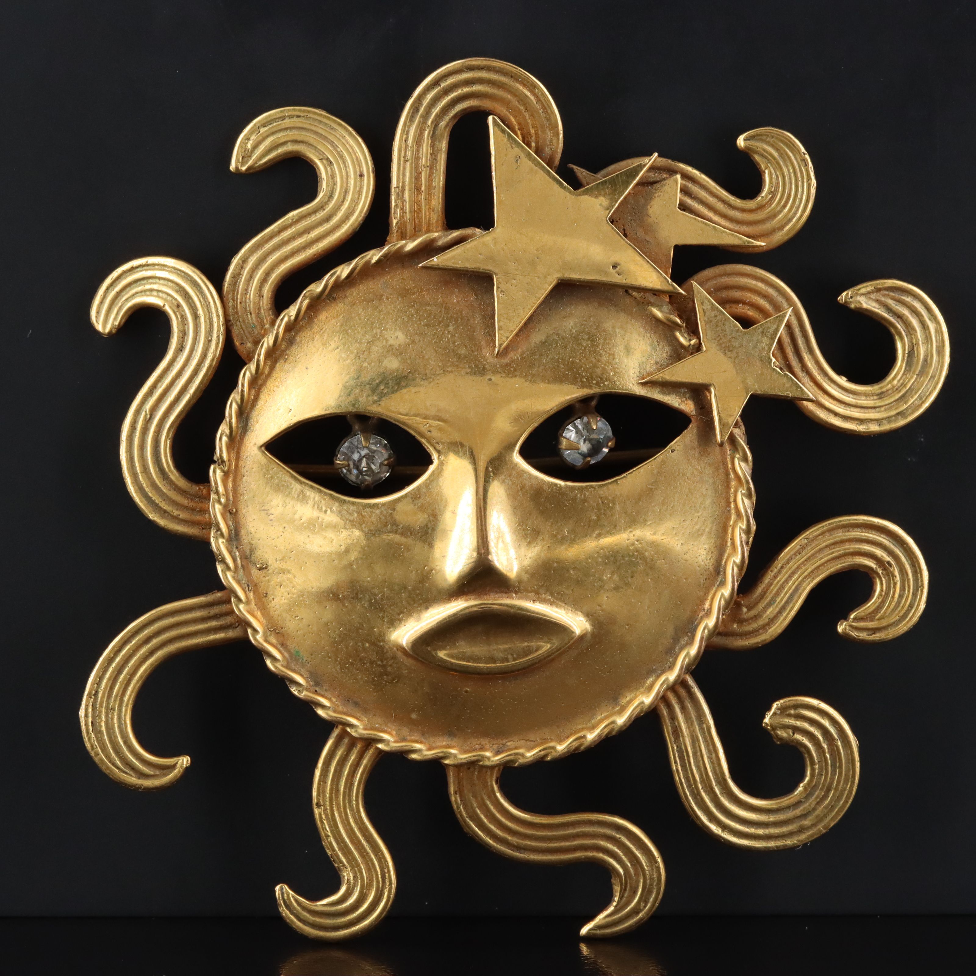 Joseff of Hollywood "Sungod" Rhinestone Brooch, 1970s
