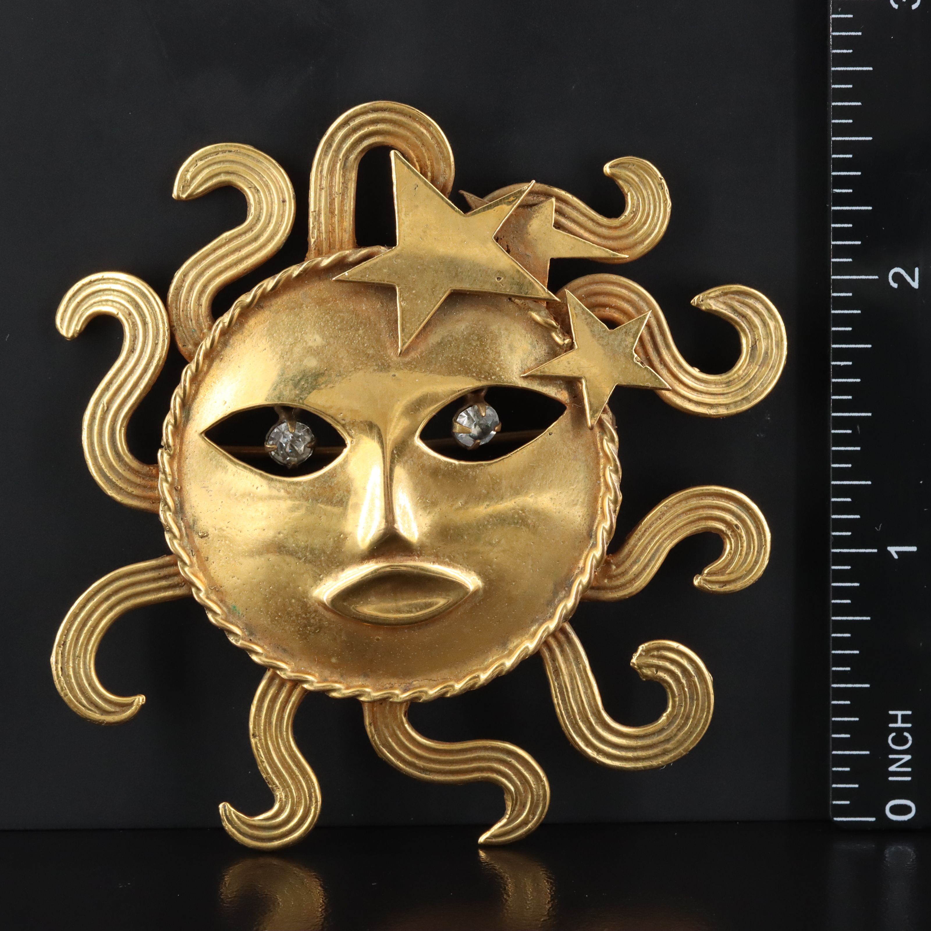 Joseff of Hollywood "Sungod" Rhinestone Brooch, 1970s