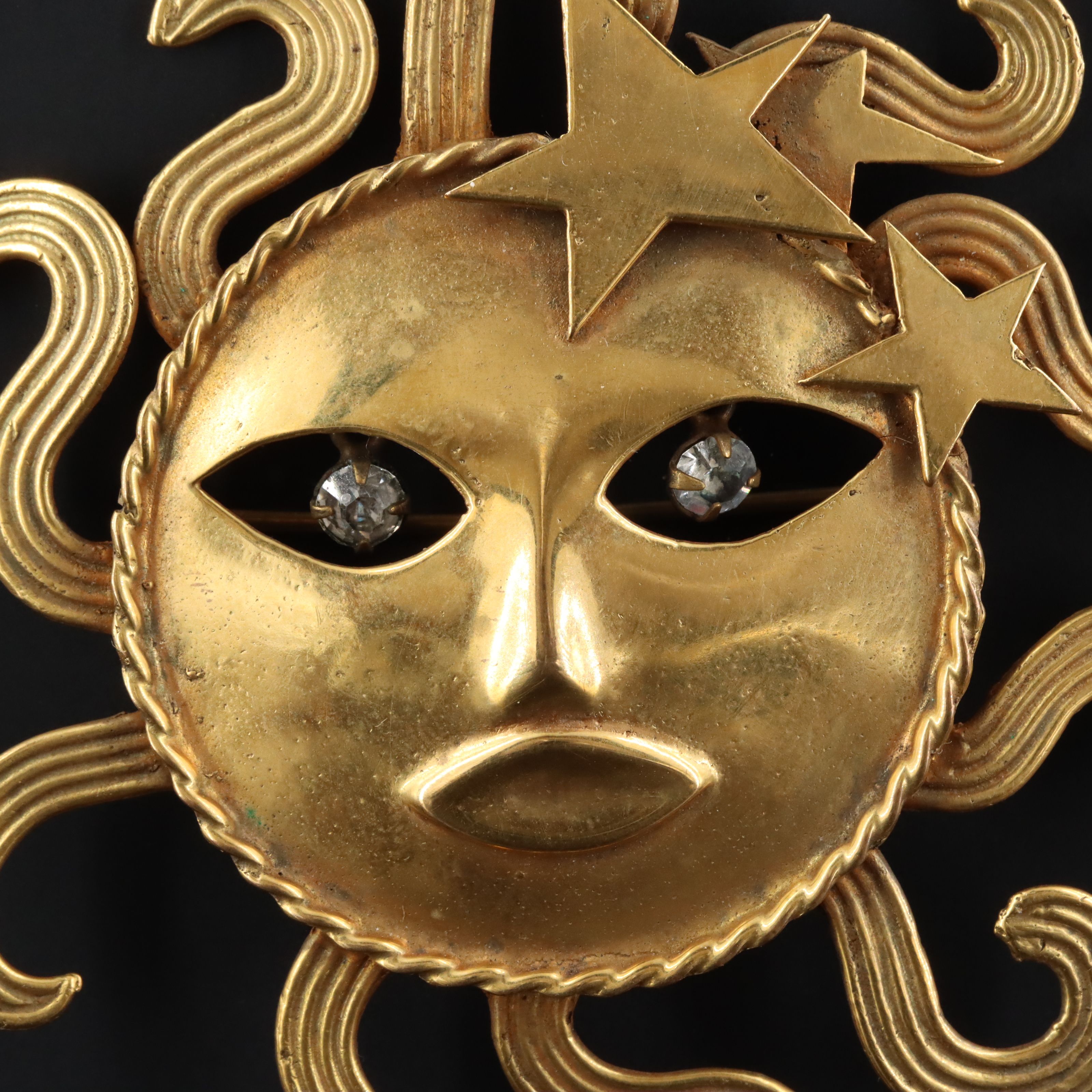 Joseff of Hollywood "Sungod" Rhinestone Brooch, 1970s