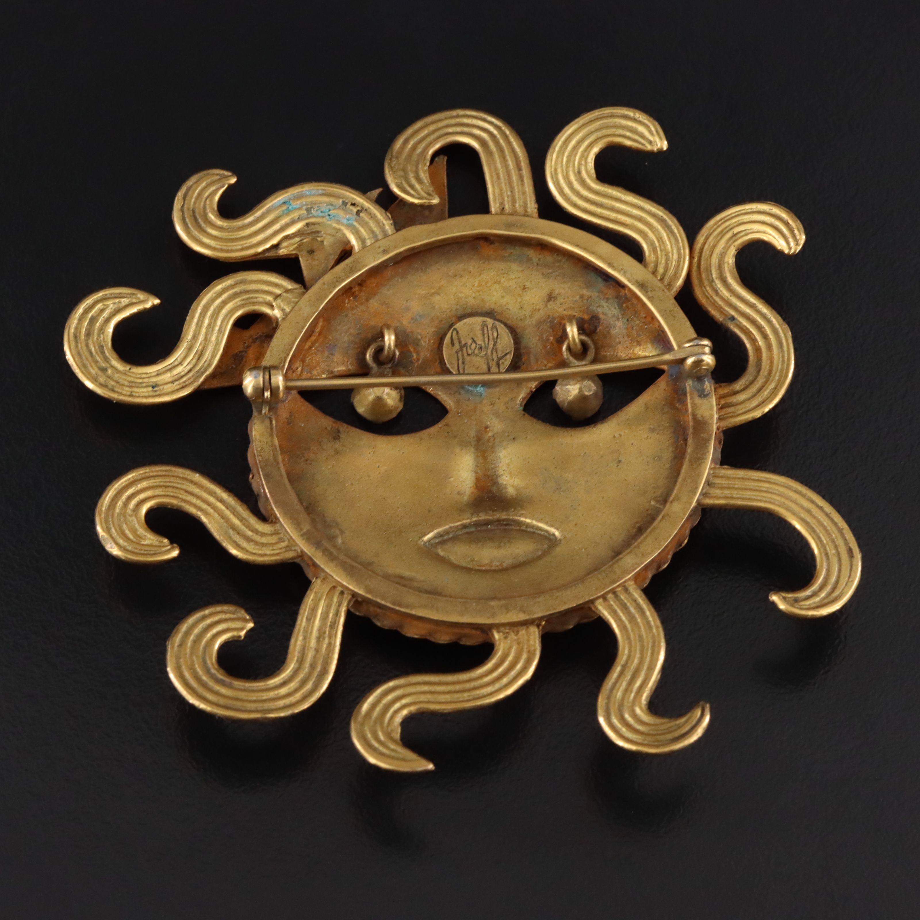 Joseff of Hollywood "Sungod" Rhinestone Brooch, 1970s