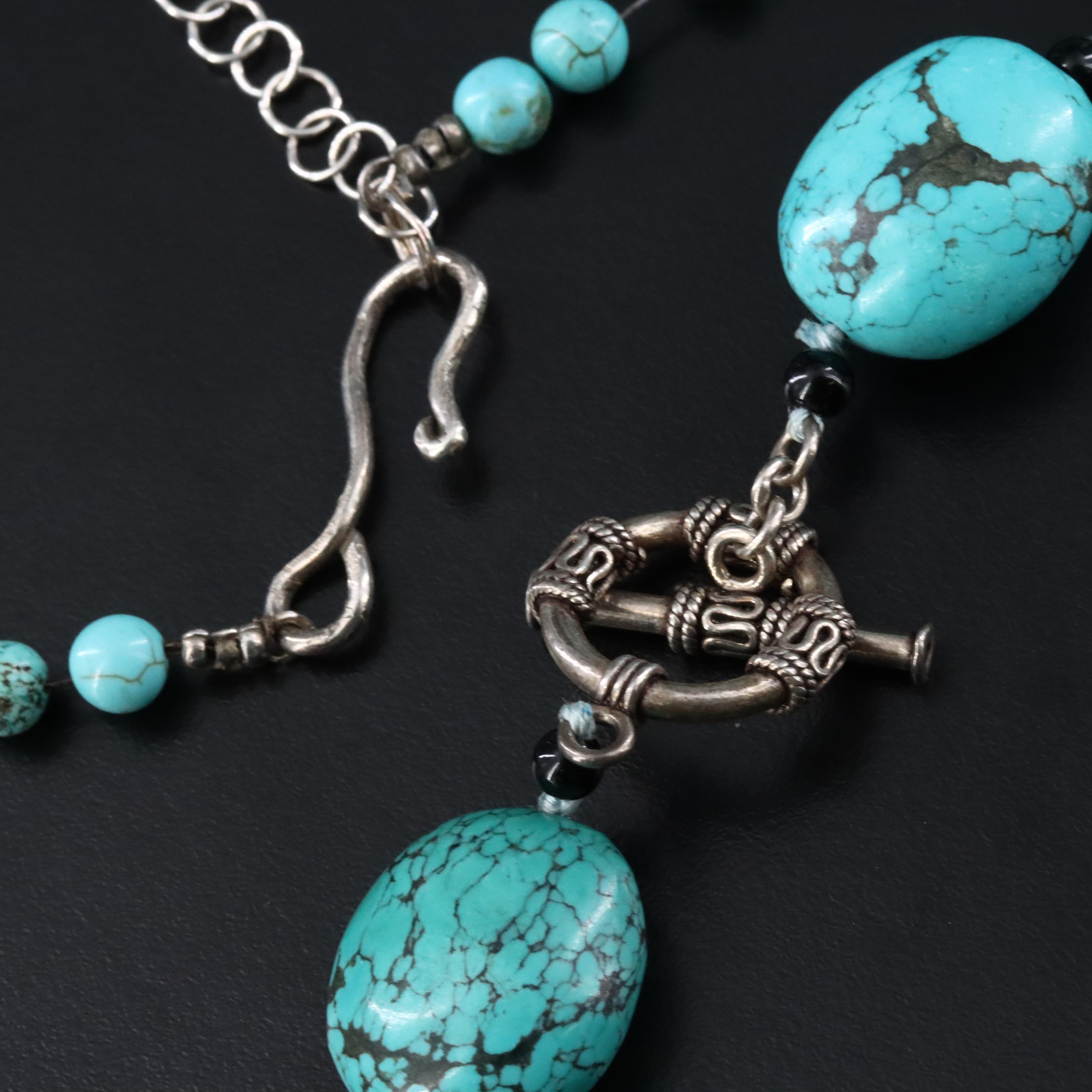 Sterling Turquoise, Magnesite and Black Onyx Necklaces