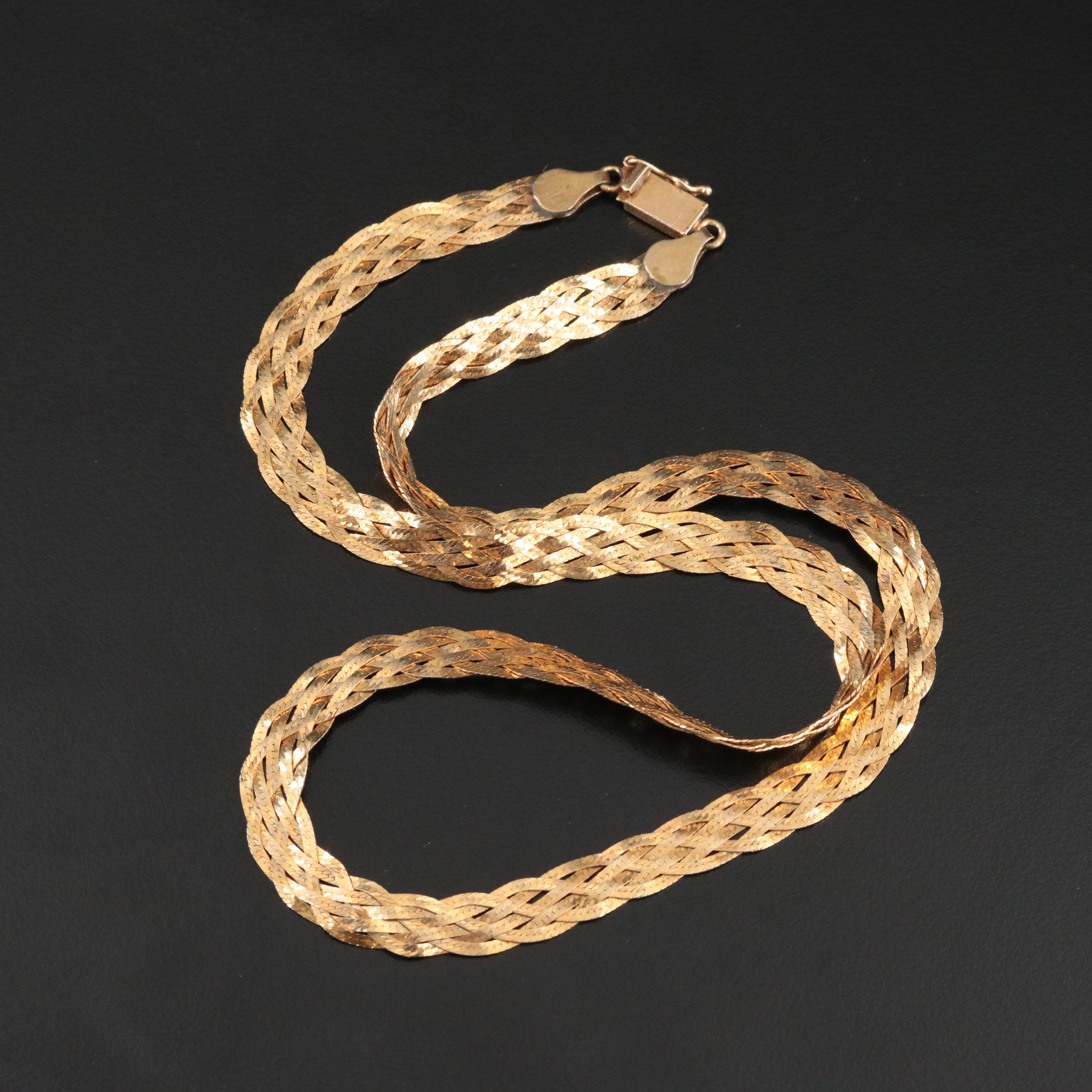 14K Braided Herringbone Chain Necklace