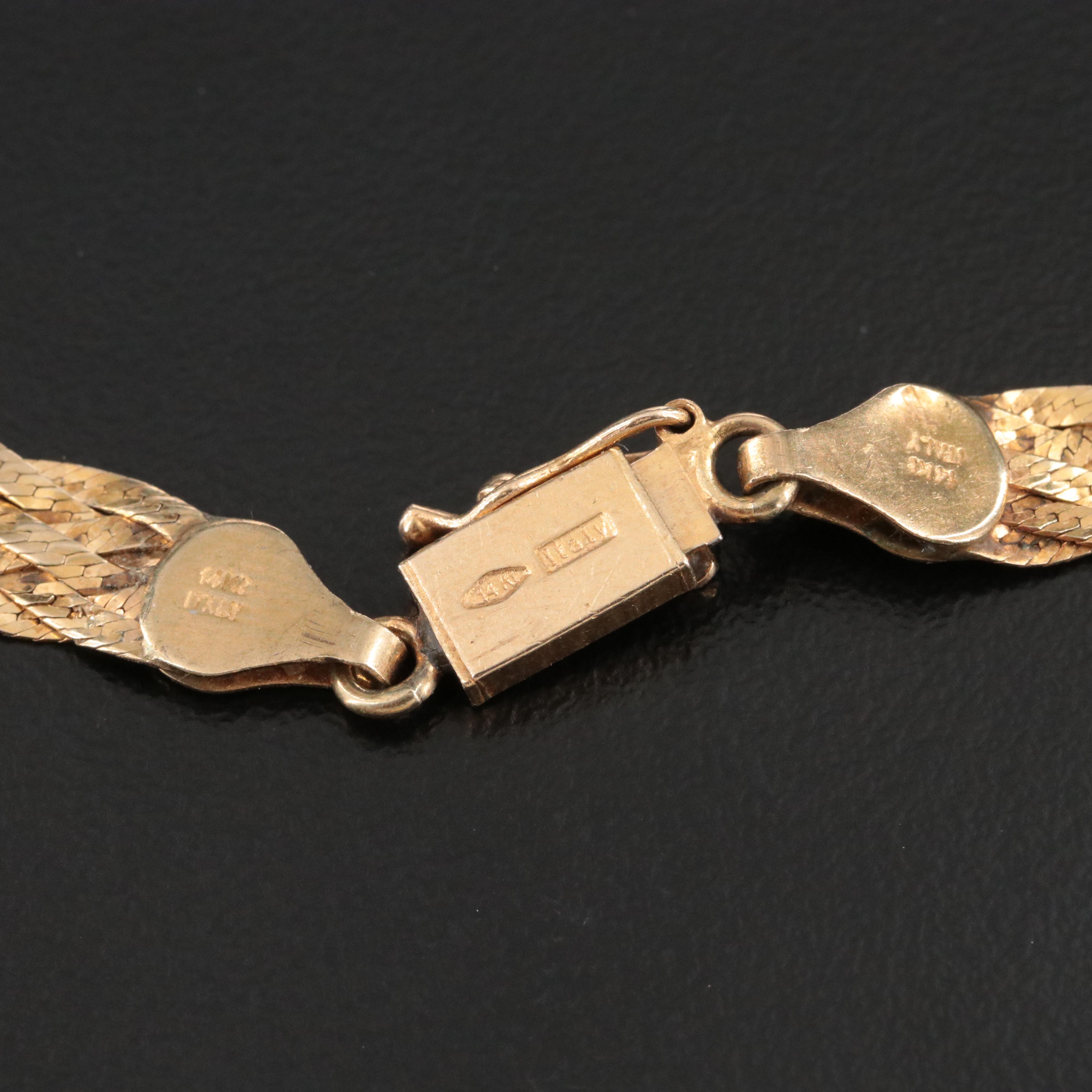 14K Braided Herringbone Chain Necklace