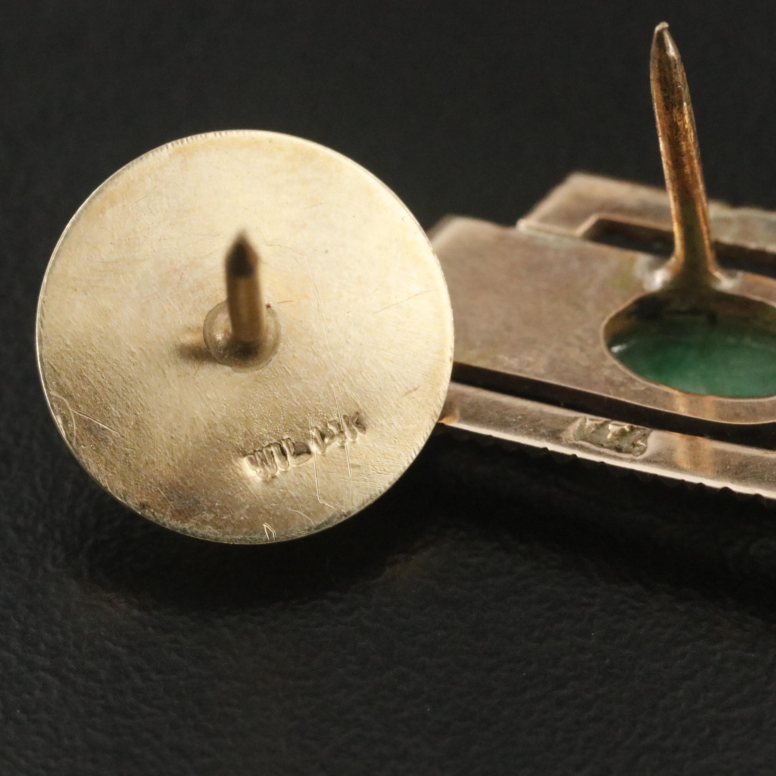 14K Jadeite and Pearl Tie Pins