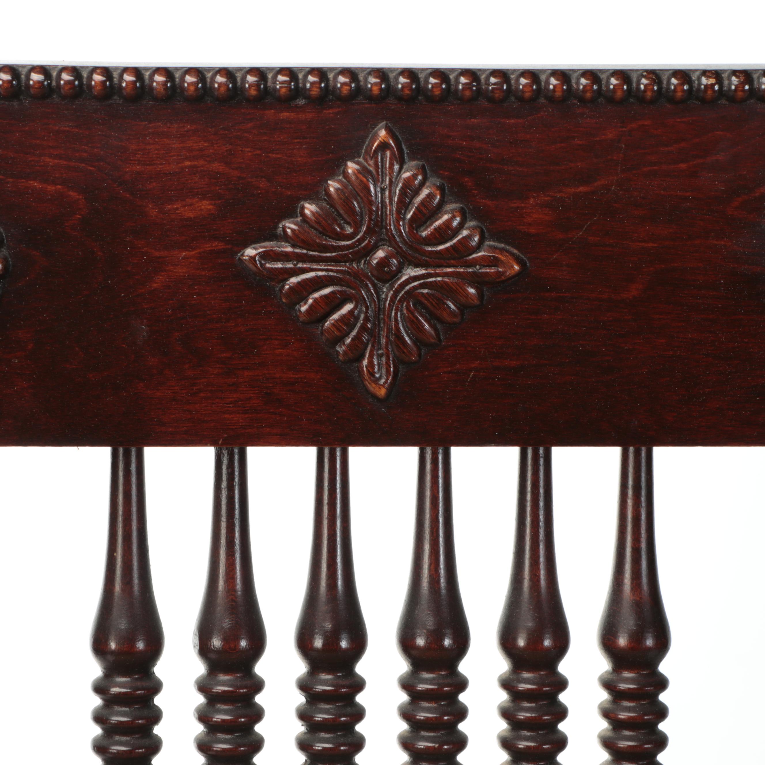 Wooden Salon Chair with Floral Needlepoint Seat