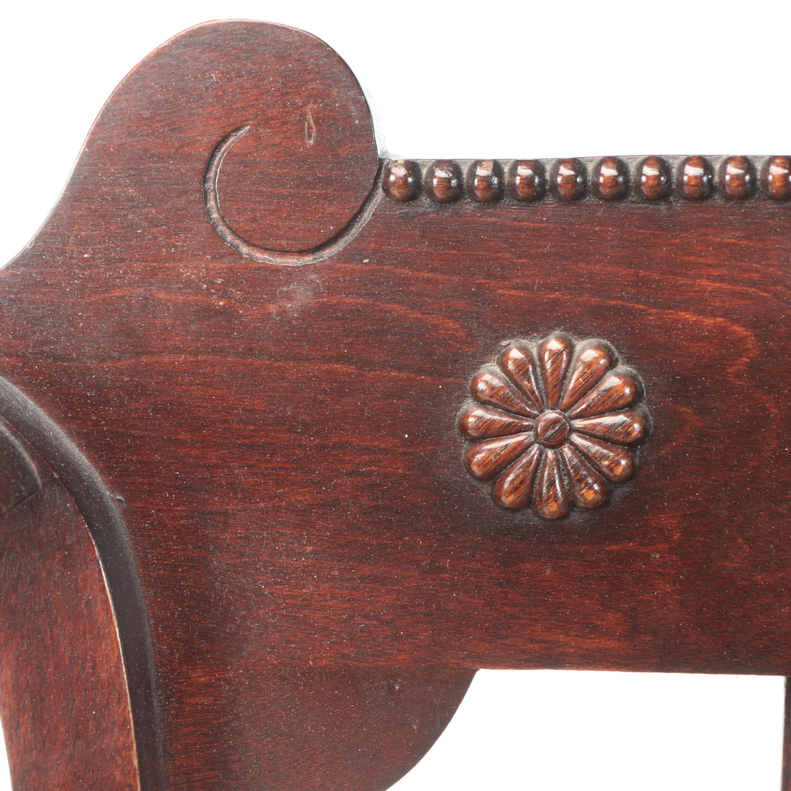 Wooden Salon Chair with Floral Needlepoint Seat