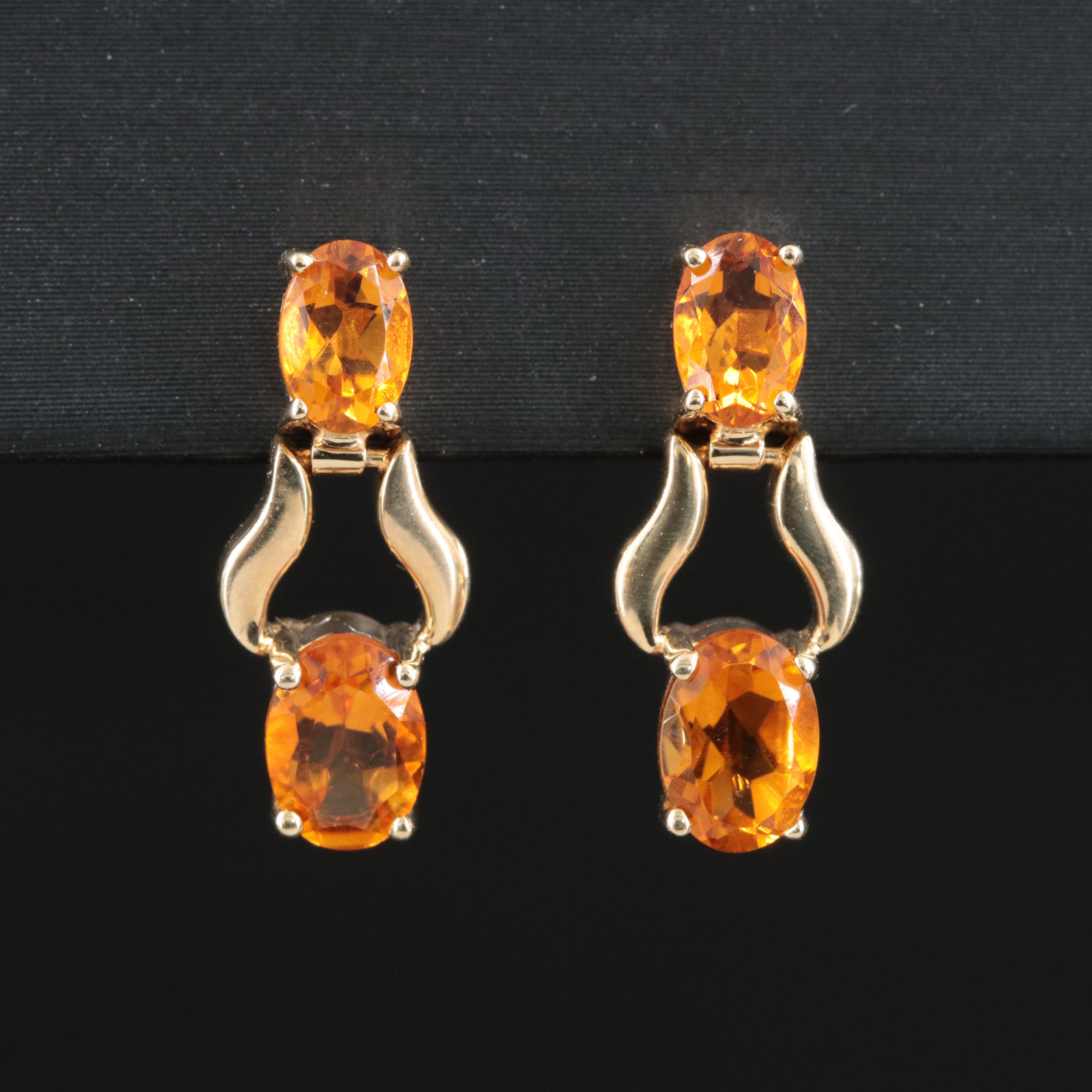 14K Citrine Drop Earrings