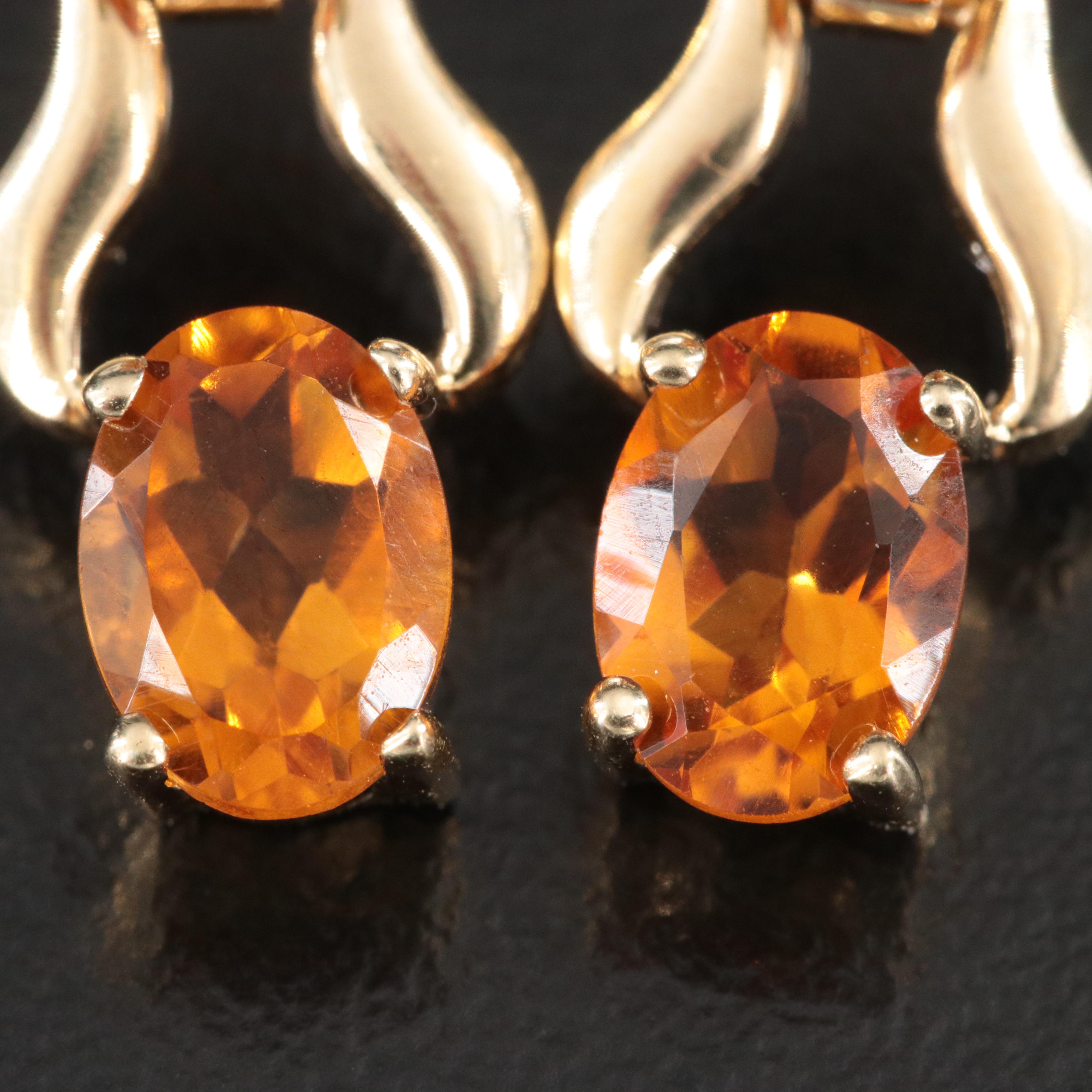 14K Citrine Drop Earrings