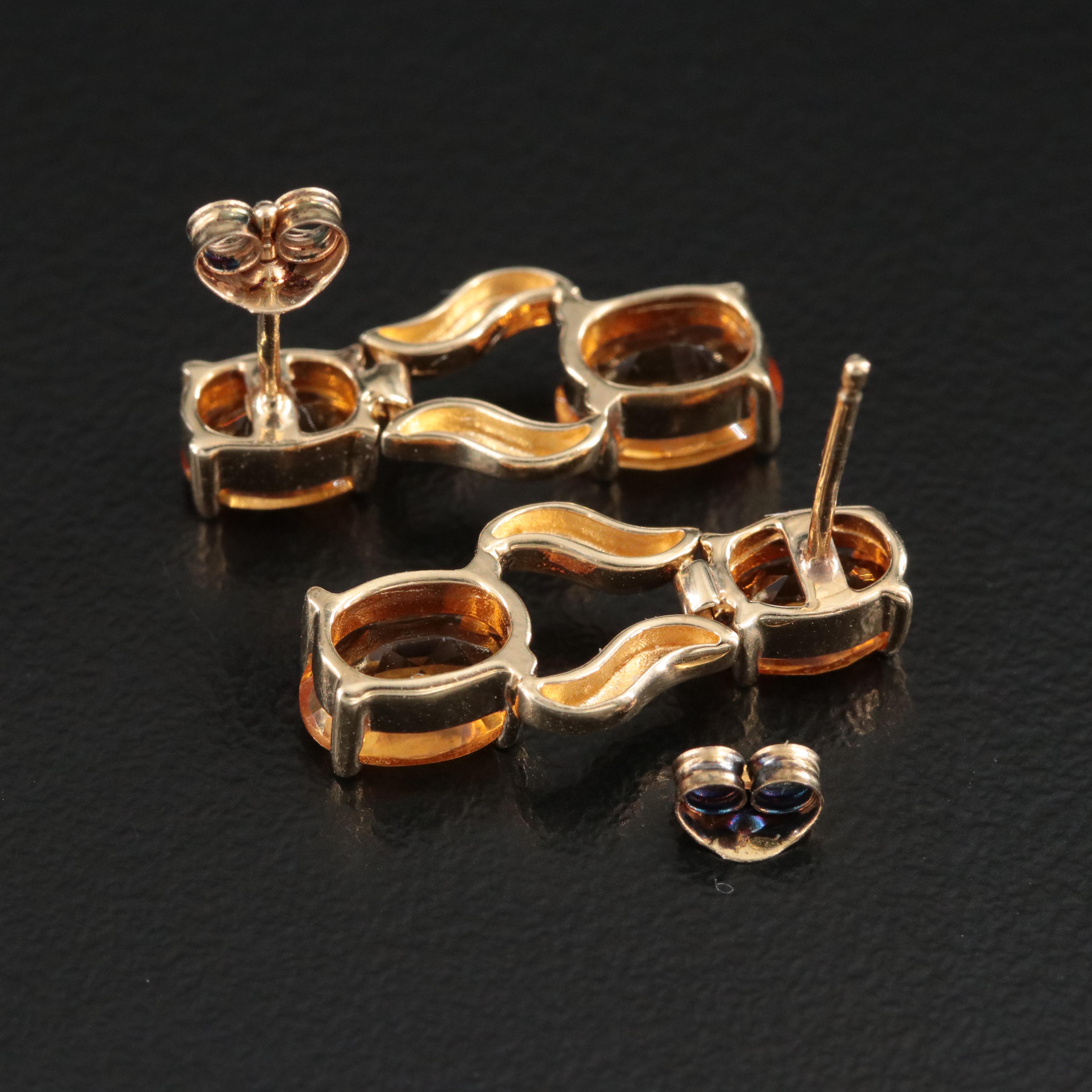 14K Citrine Drop Earrings