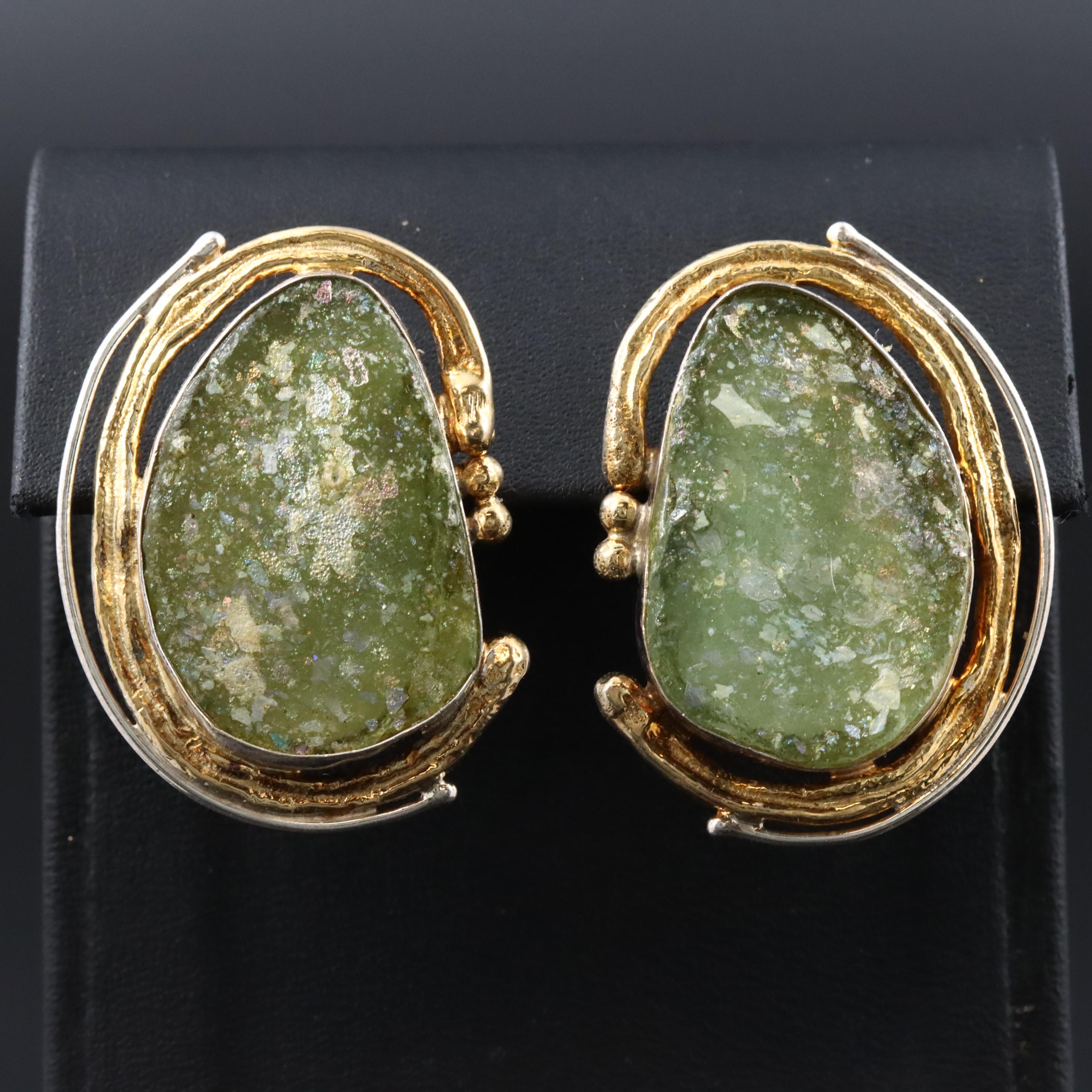 Avi Soffer Sterling Roman Glass Earrings