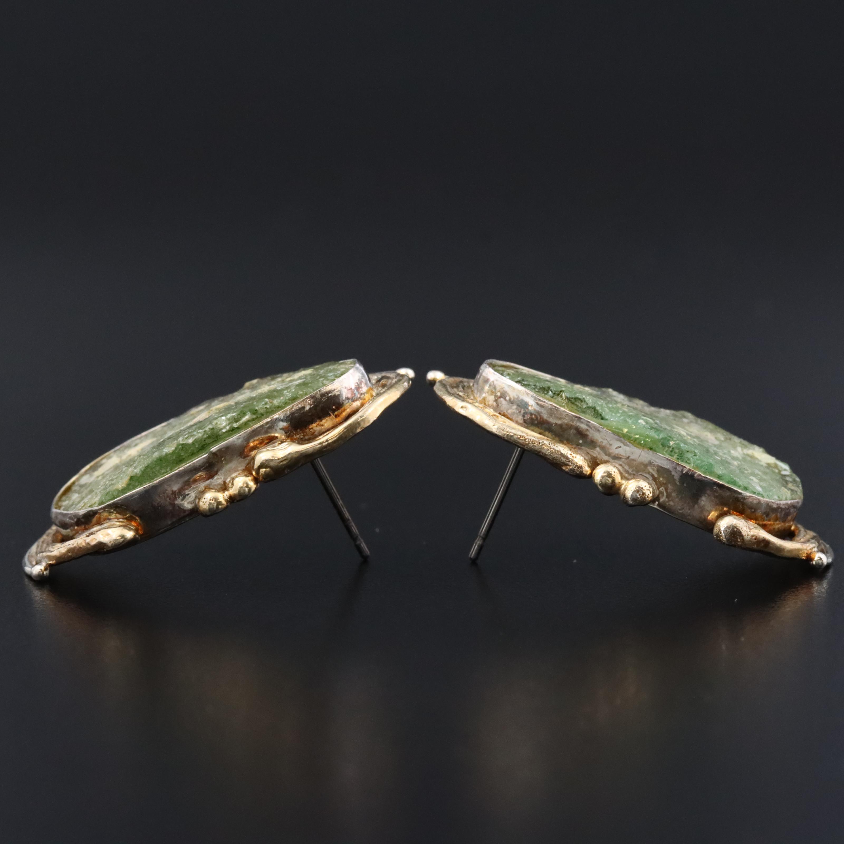 Avi Soffer Sterling Roman Glass Earrings