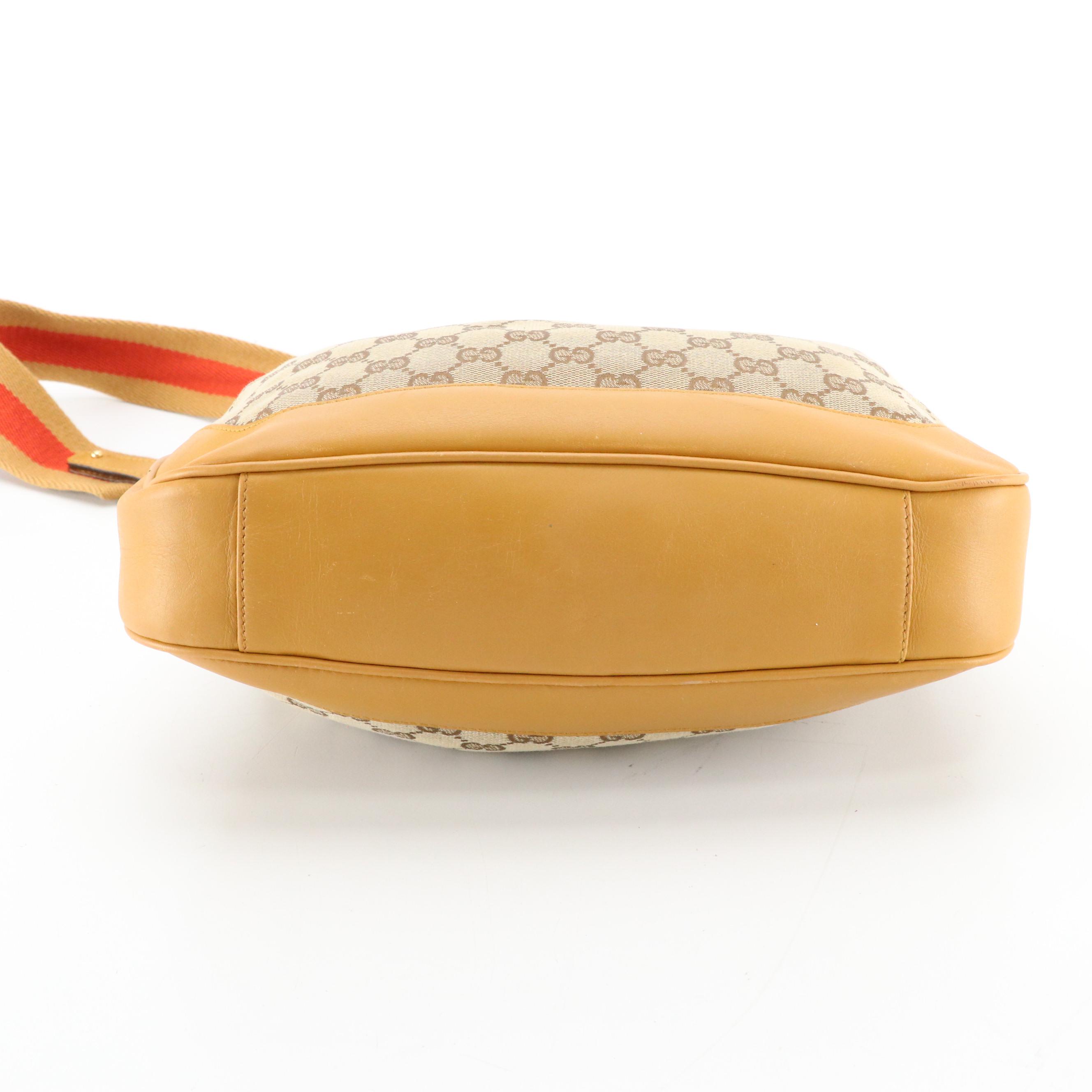 Gucci Bamboo GG Jacquard Canvas and Leather Two-Way Bag with Web Strap