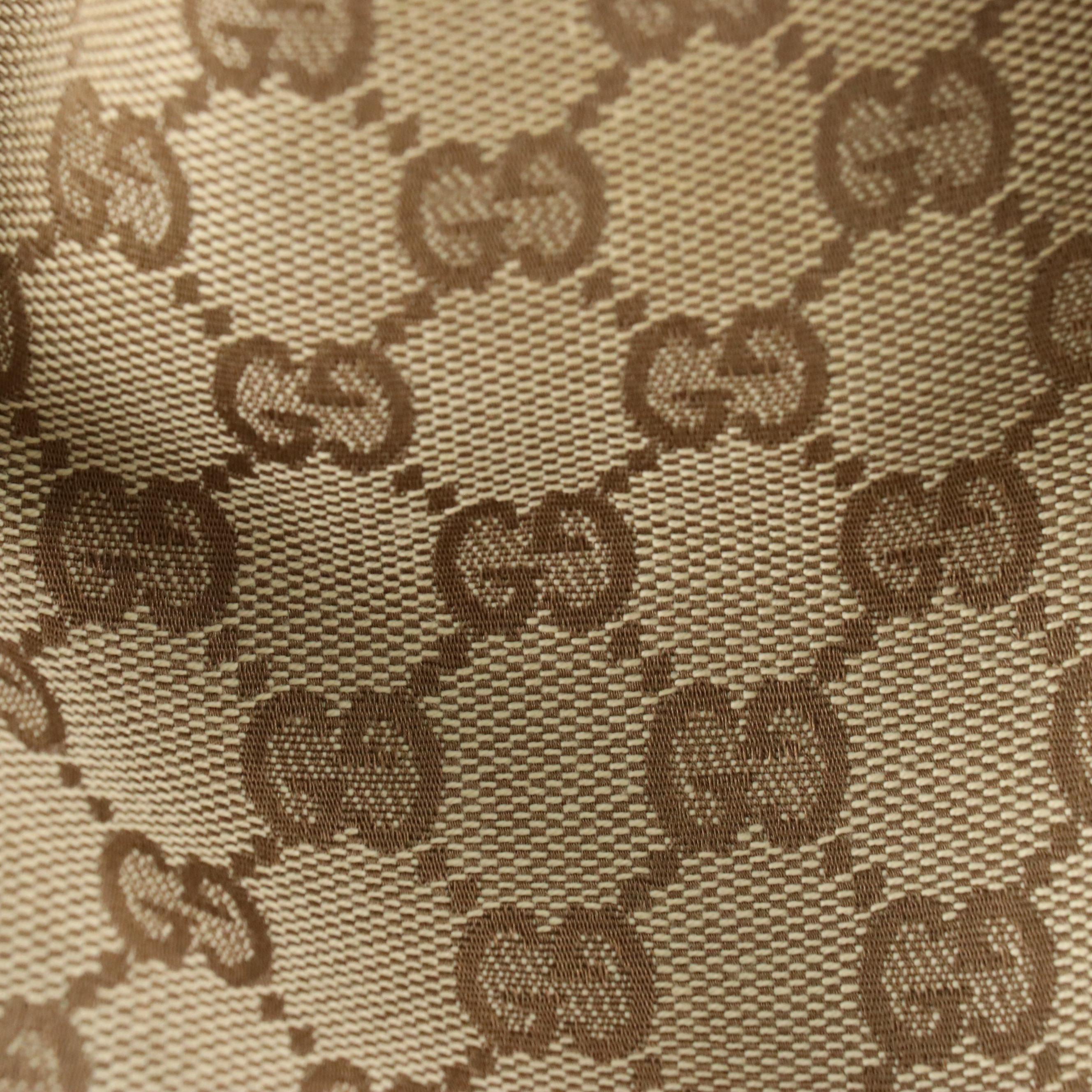 Gucci Bamboo GG Jacquard Canvas and Leather Two-Way Bag with Web Strap