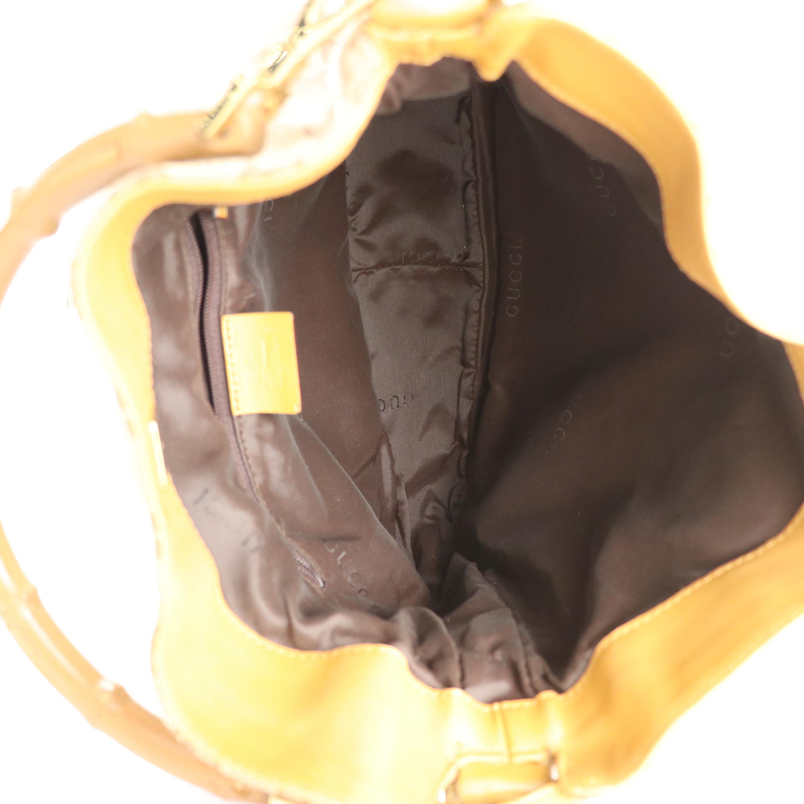 Gucci Bamboo GG Jacquard Canvas and Leather Two-Way Bag with Web Strap