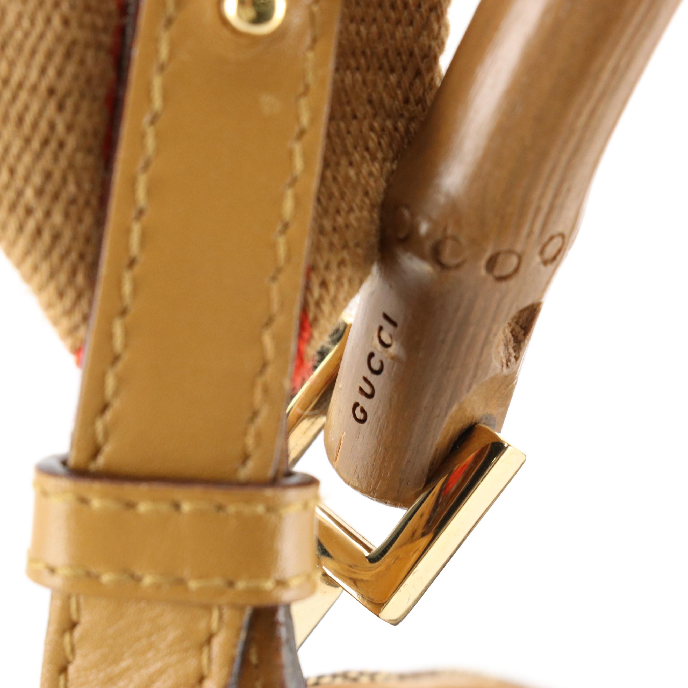 Gucci Bamboo GG Jacquard Canvas and Leather Two-Way Bag with Web Strap