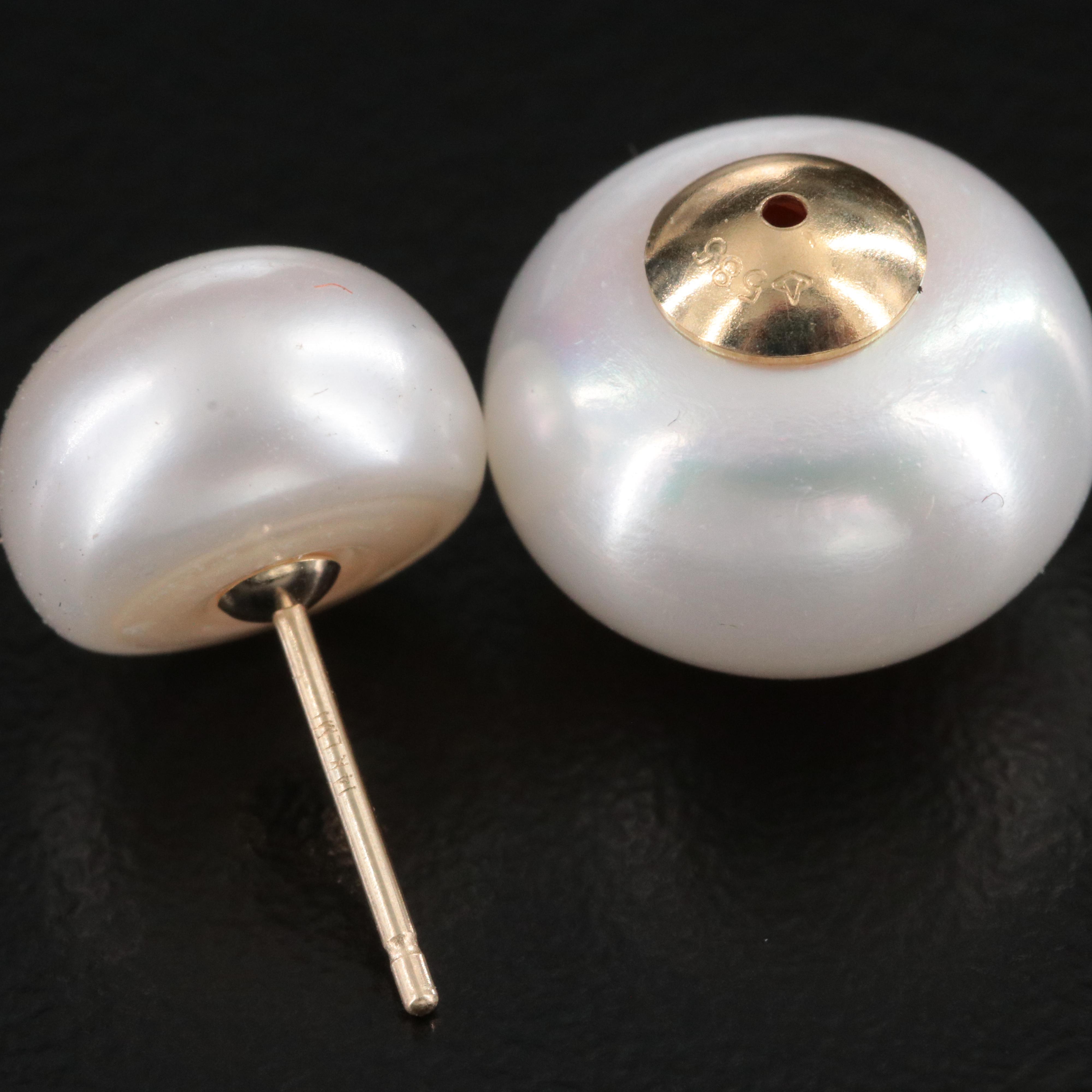 14K Pearl Double Sided Stud Earrings