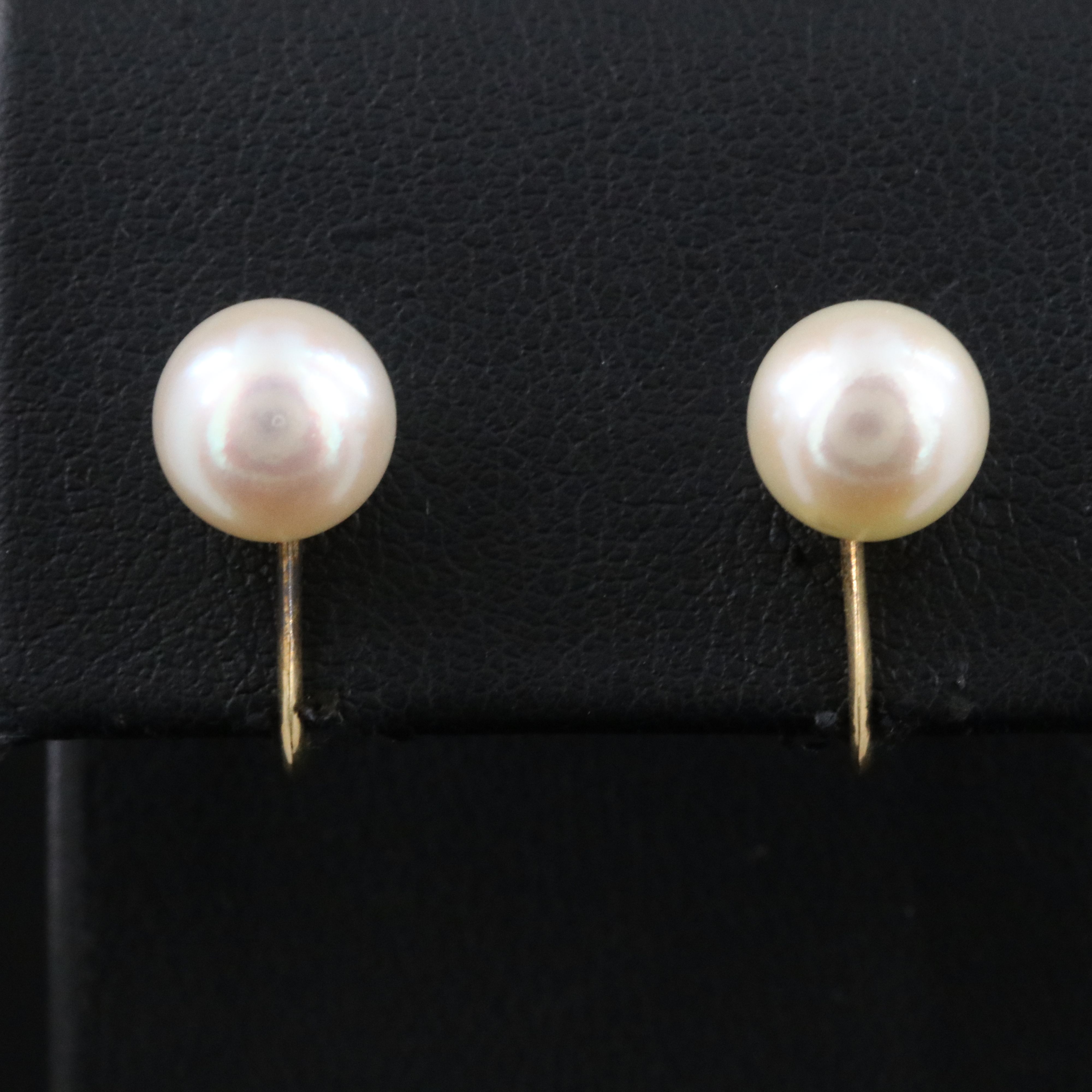 Vintage Mikimoto 14K Pearl Solitaire Earrings Vintage