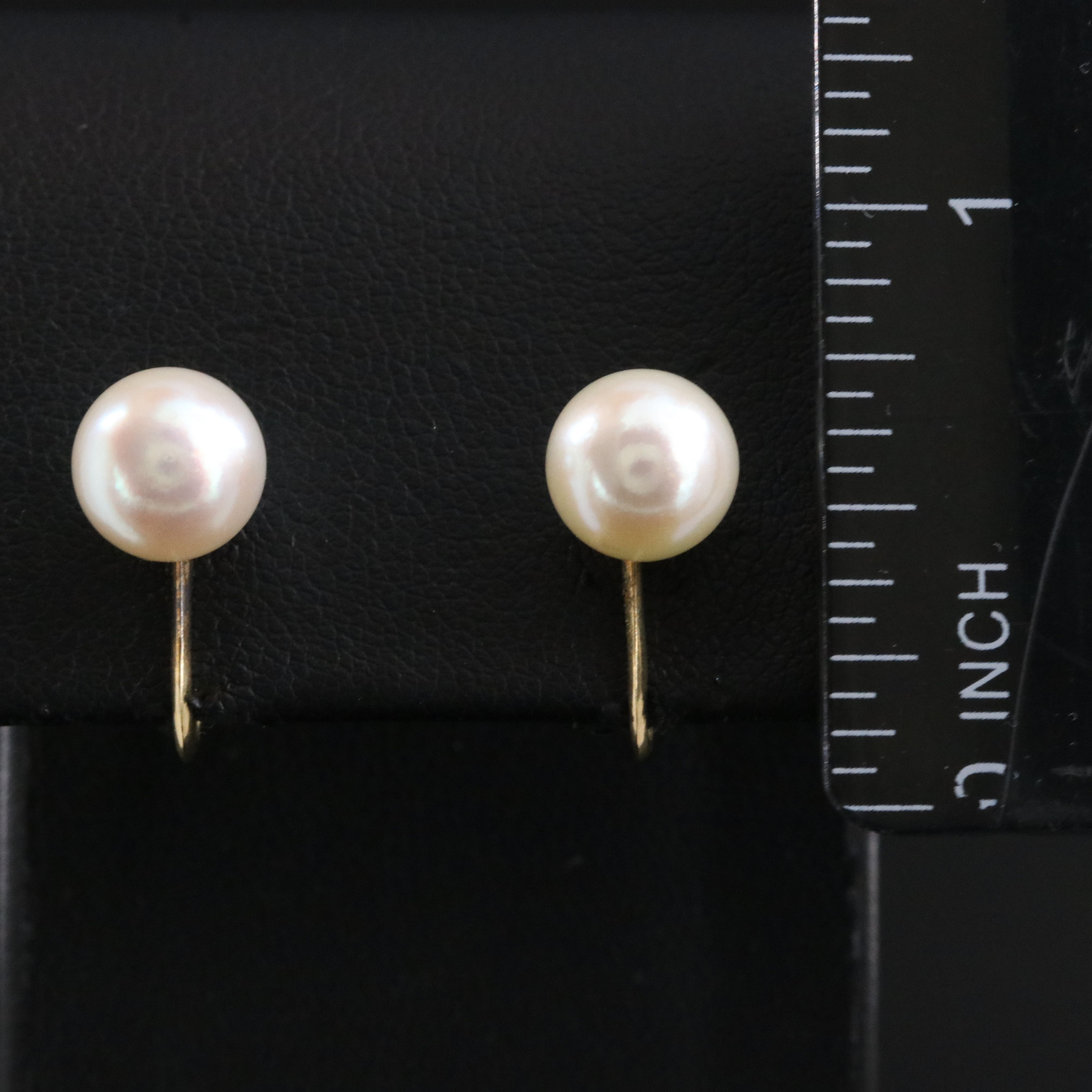 Vintage Mikimoto 14K Pearl Solitaire Earrings Vintage