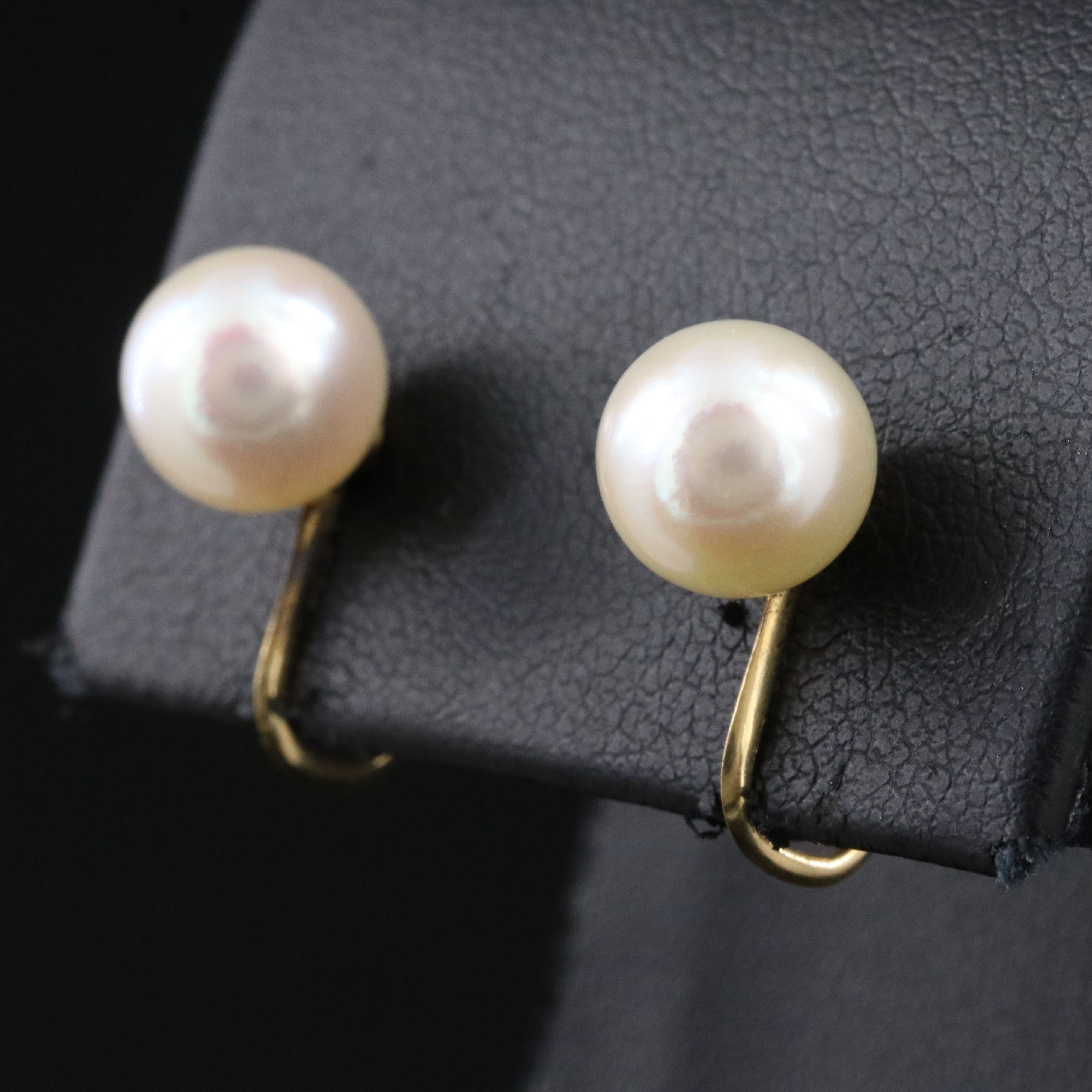 Vintage Mikimoto 14K Pearl Solitaire Earrings Vintage