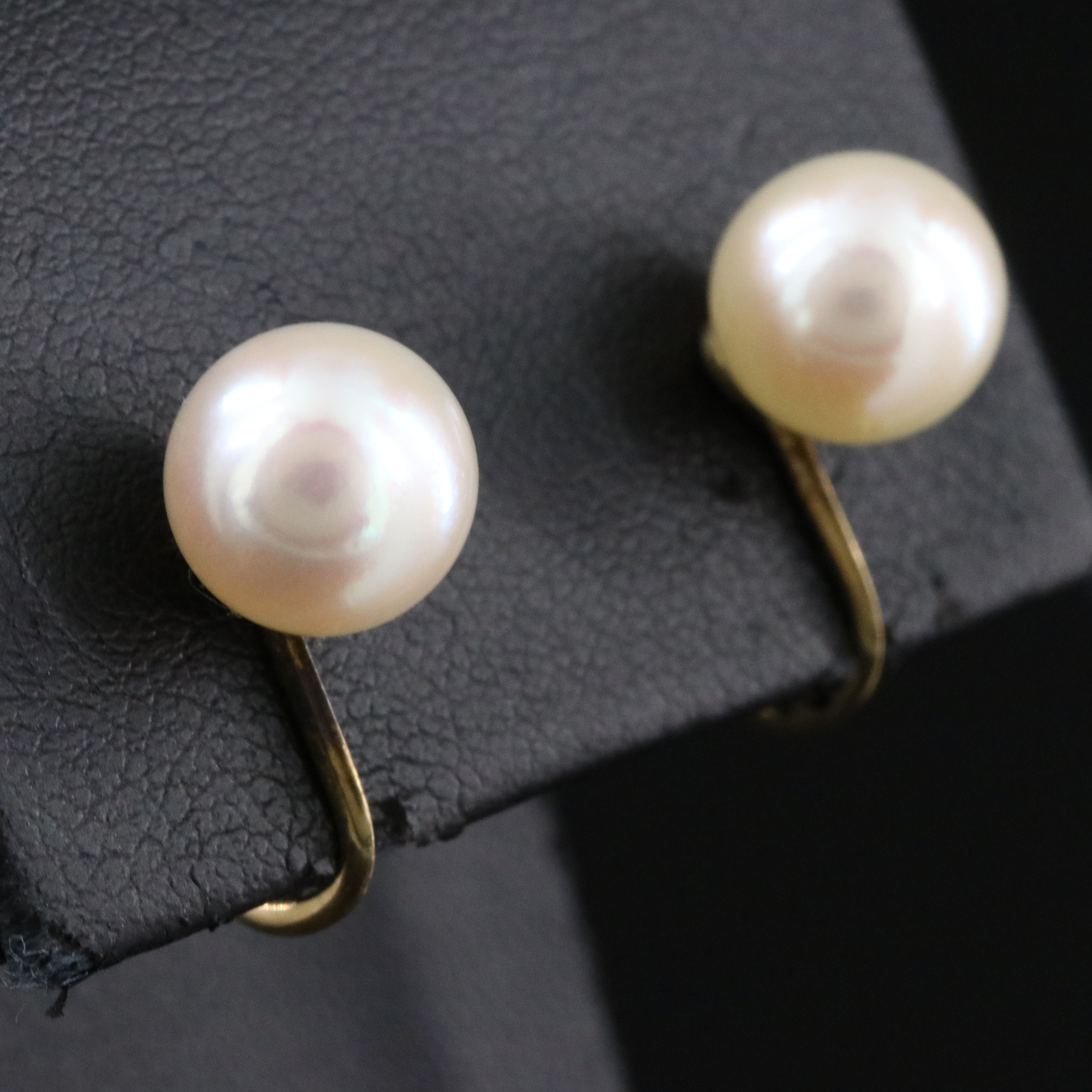 Vintage Mikimoto 14K Pearl Solitaire Earrings Vintage