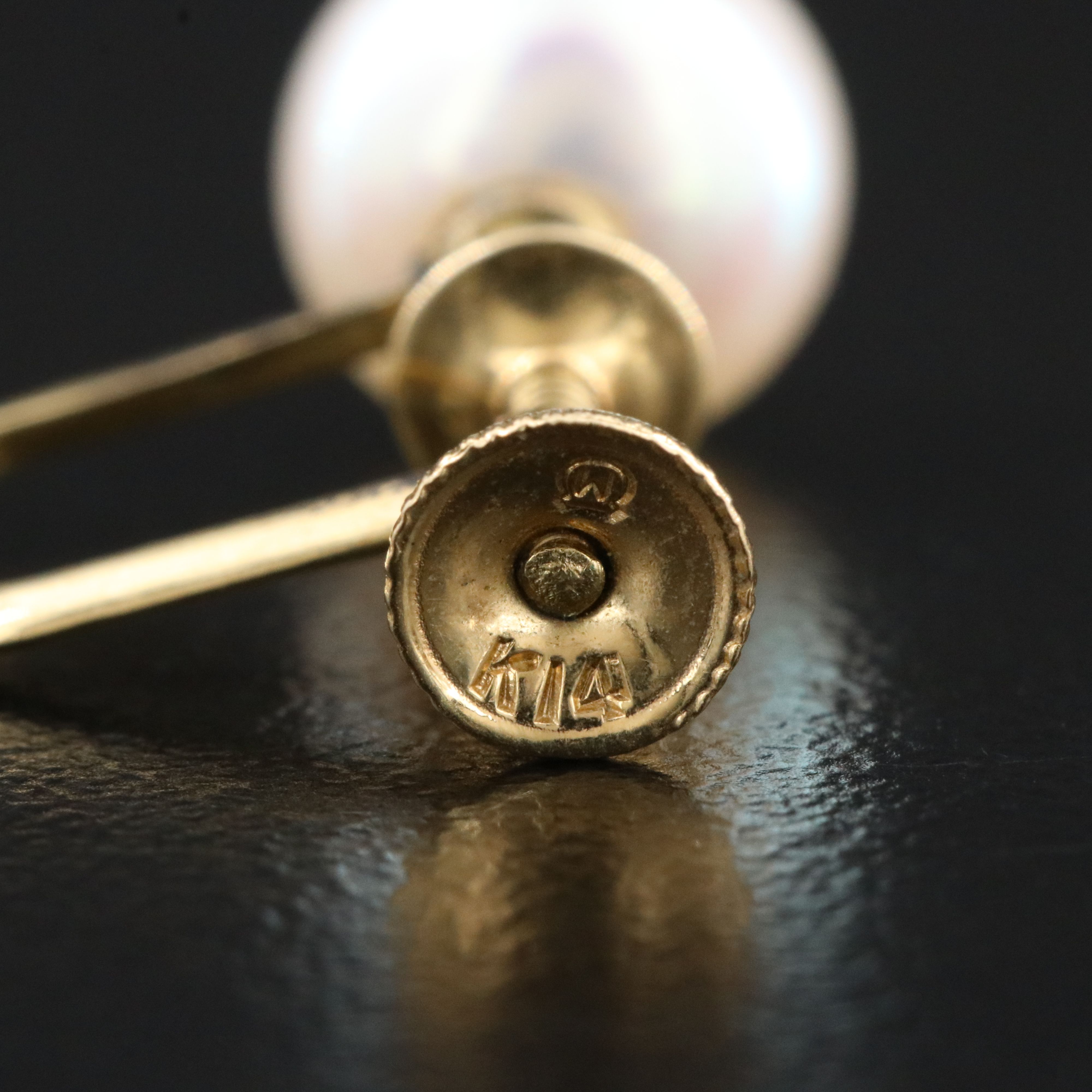 Vintage Mikimoto 14K Pearl Solitaire Earrings Vintage