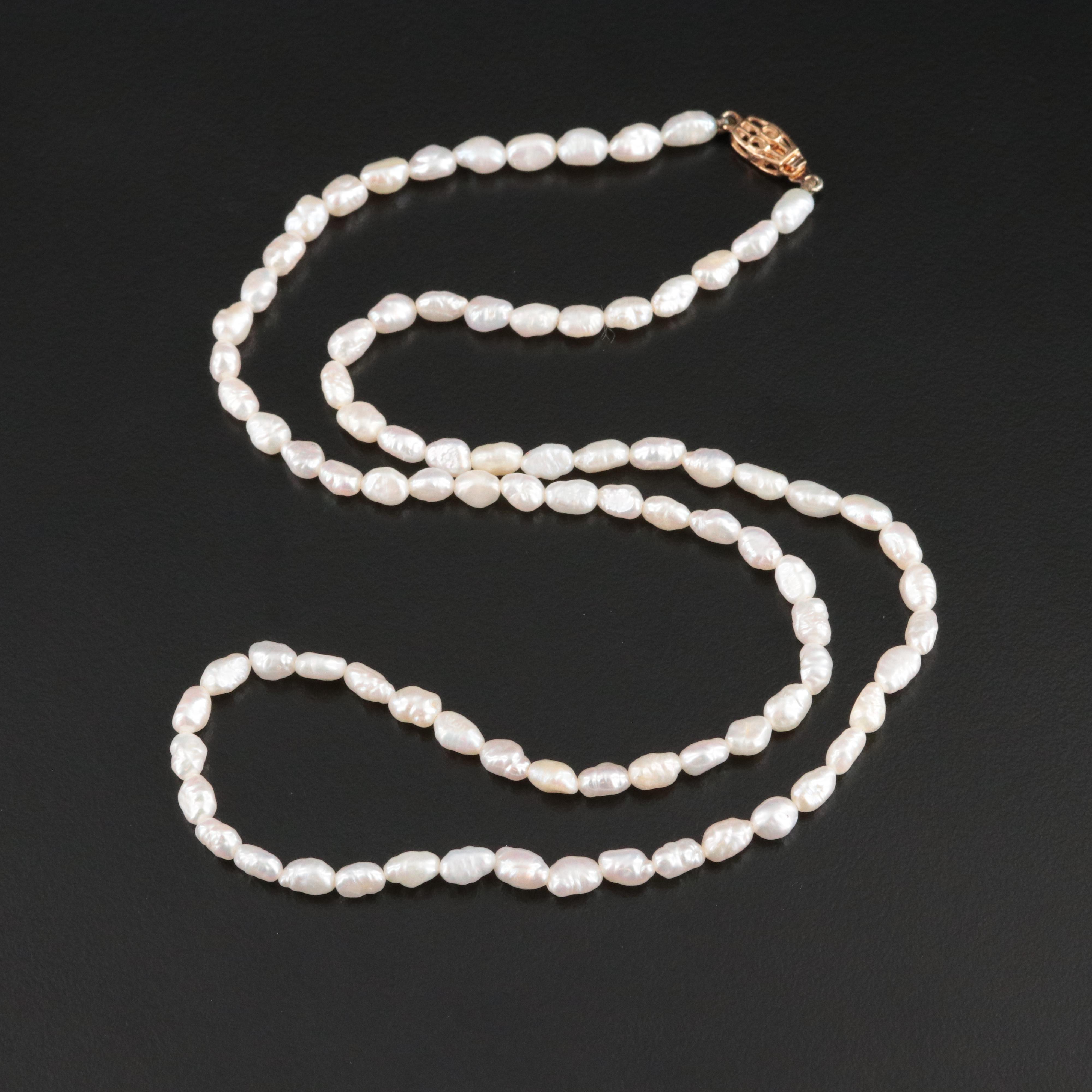 Pearl Necklace with 14K Clasp