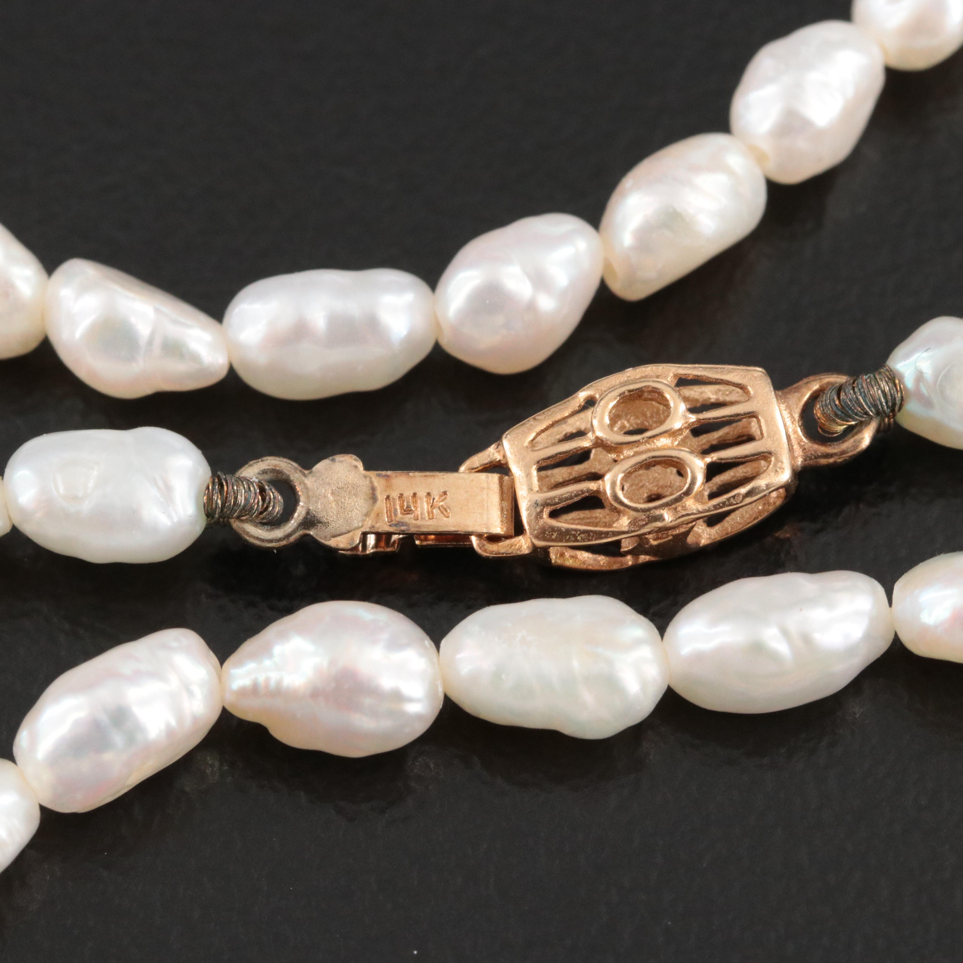 Pearl Necklace with 14K Clasp
