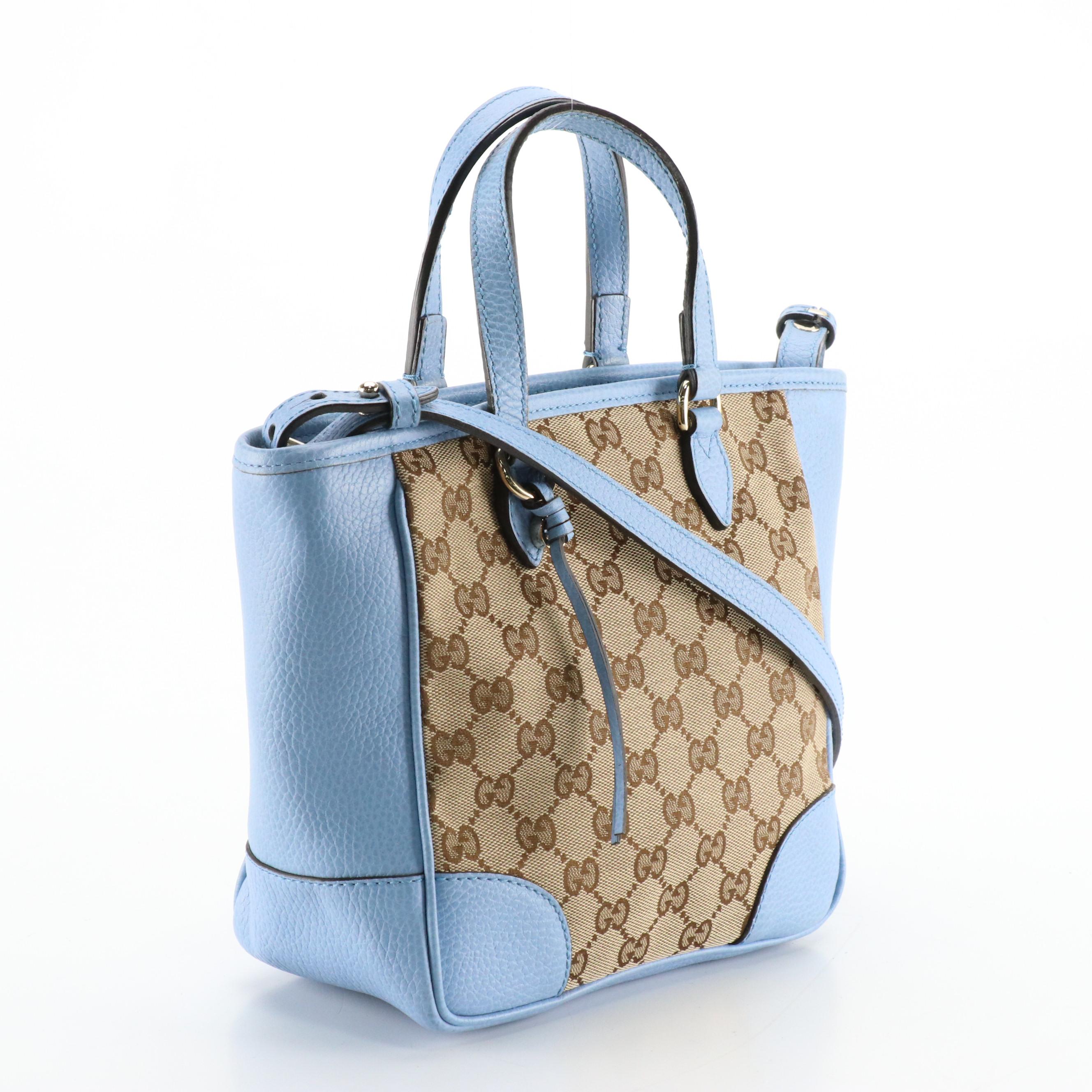 Gucci Bree Small Satchel in GG Canvas with Leather Trim