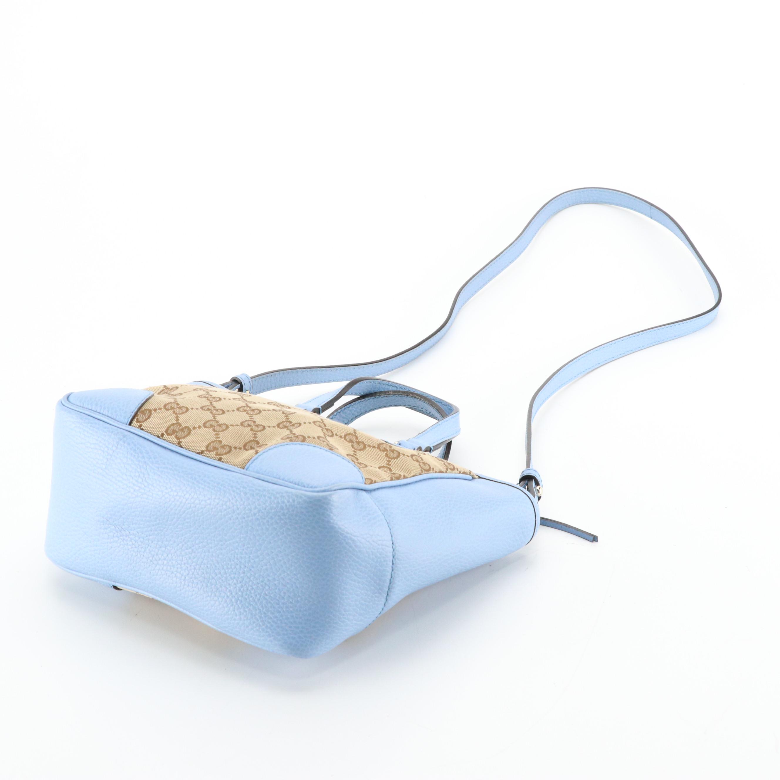 Gucci Bree Small Satchel in GG Canvas with Leather Trim