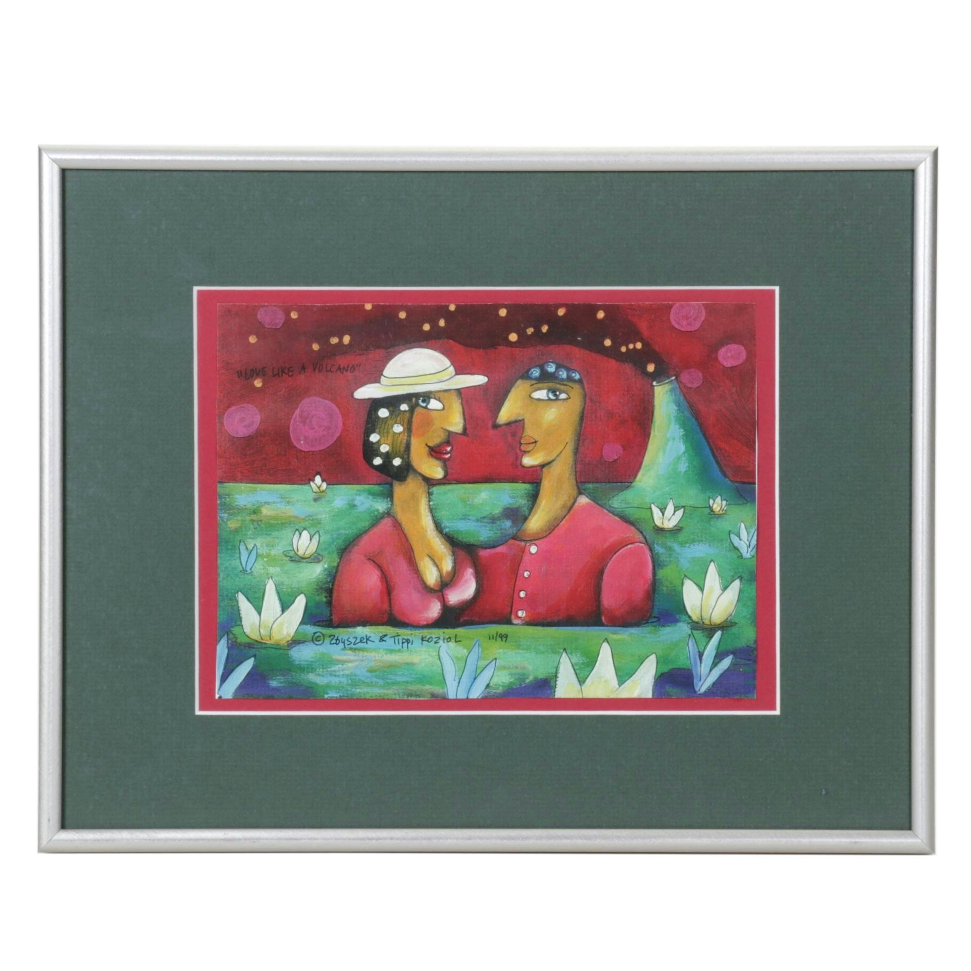 Offset Lithograph After Zbyszek and Tippi Koziol "Love Like a Volcano", 1999
