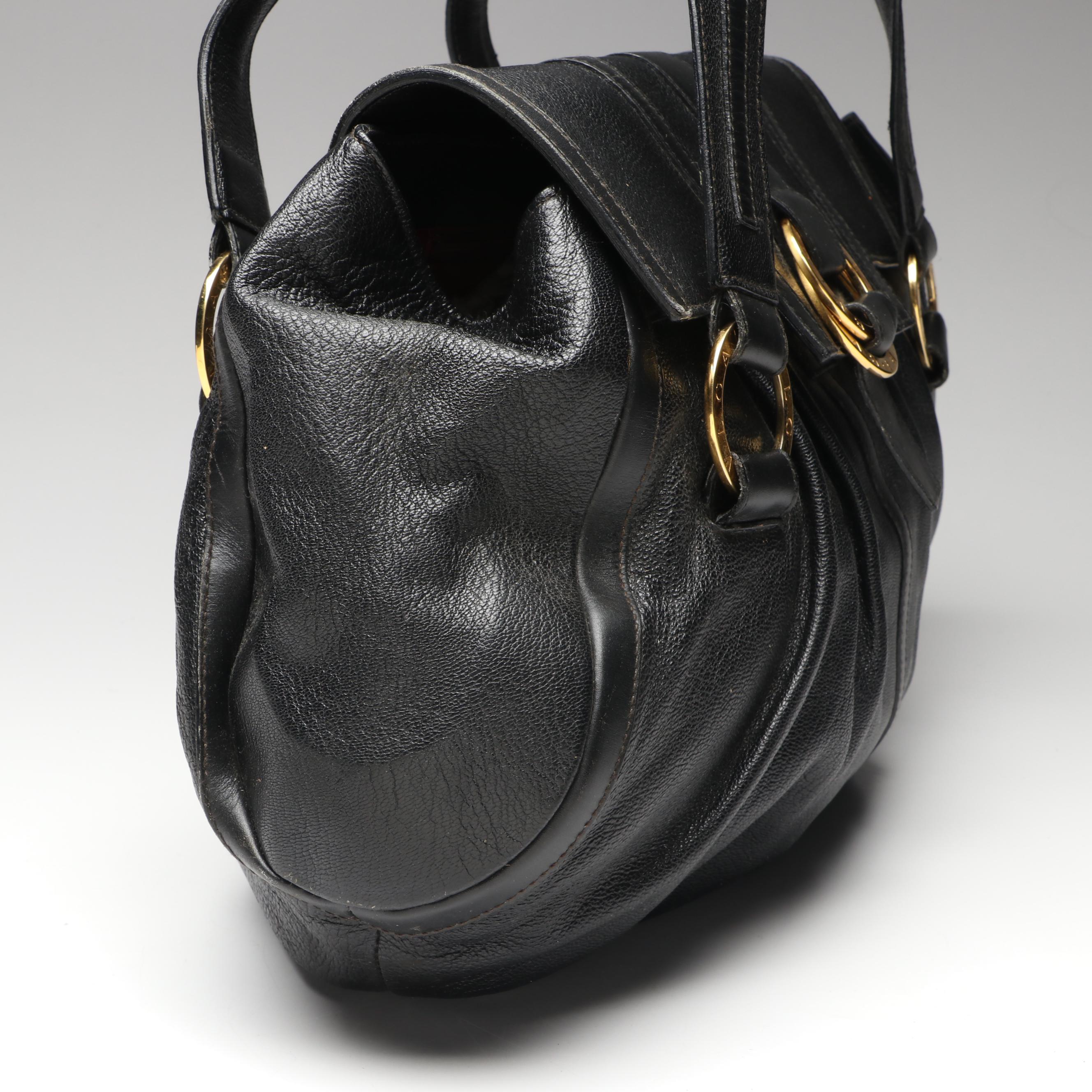BVLGARI Large Shakira Shoulder Bag in Black Goatskin Leather