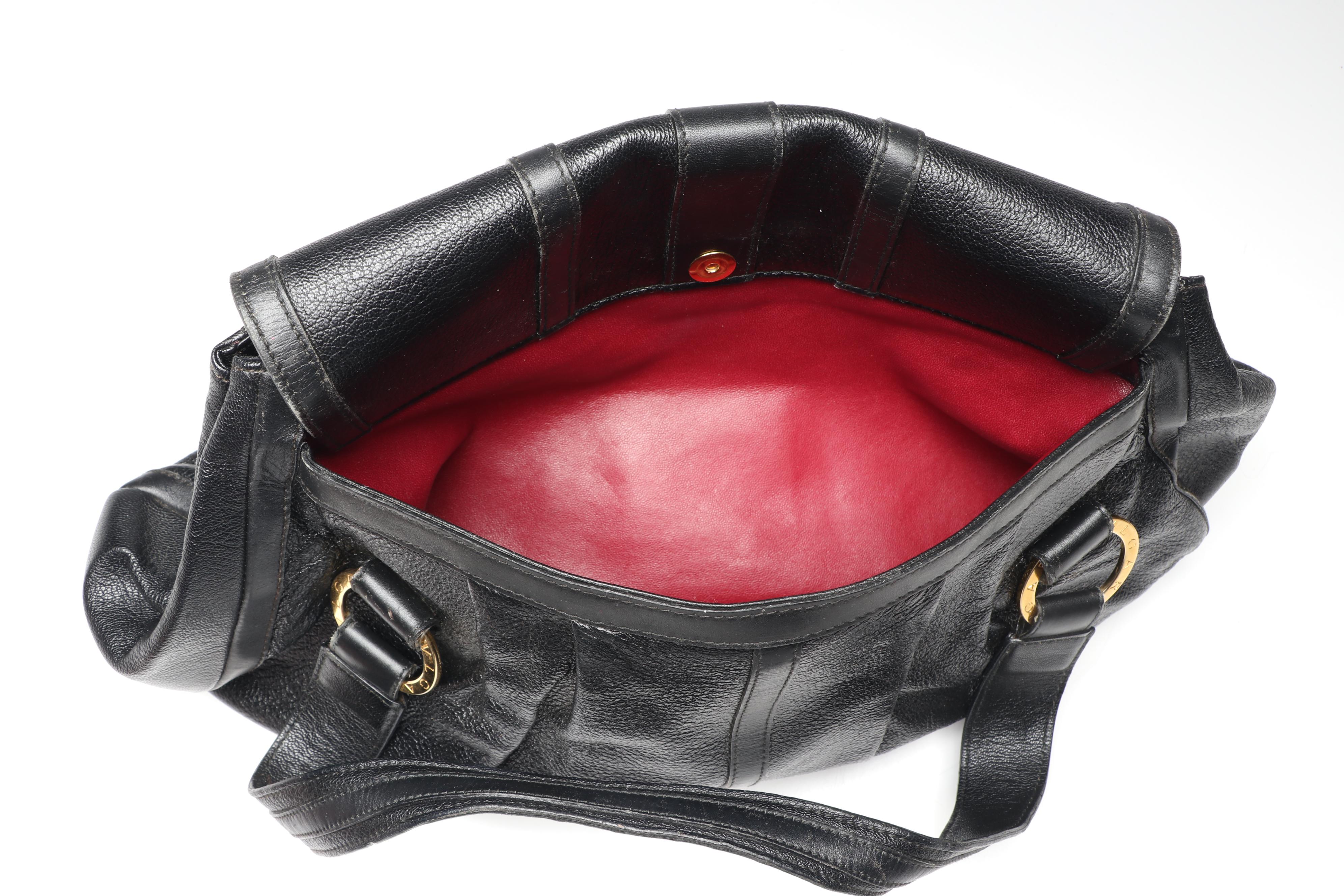 BVLGARI Large Shakira Shoulder Bag in Black Goatskin Leather