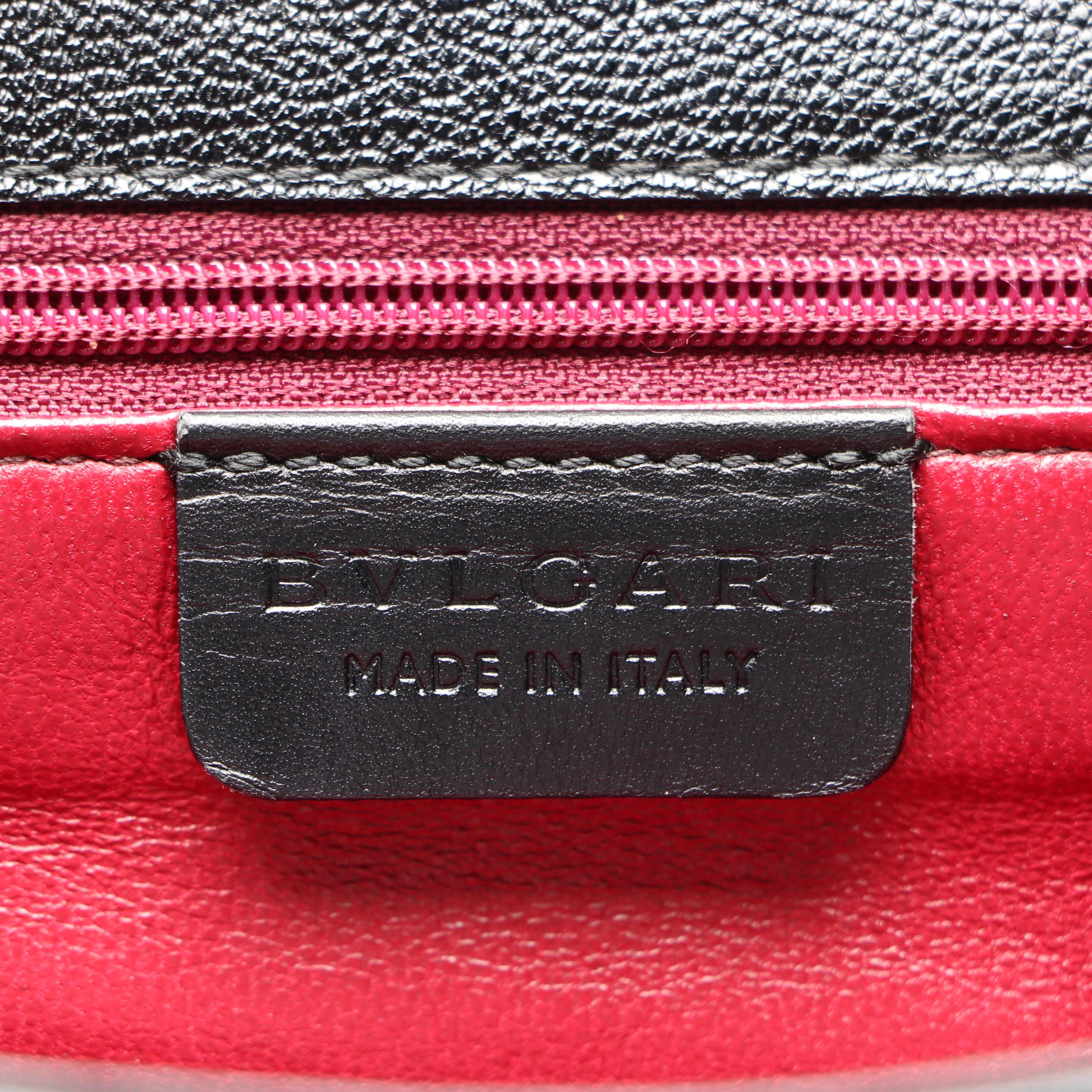 BVLGARI Large Shakira Shoulder Bag in Black Goatskin Leather