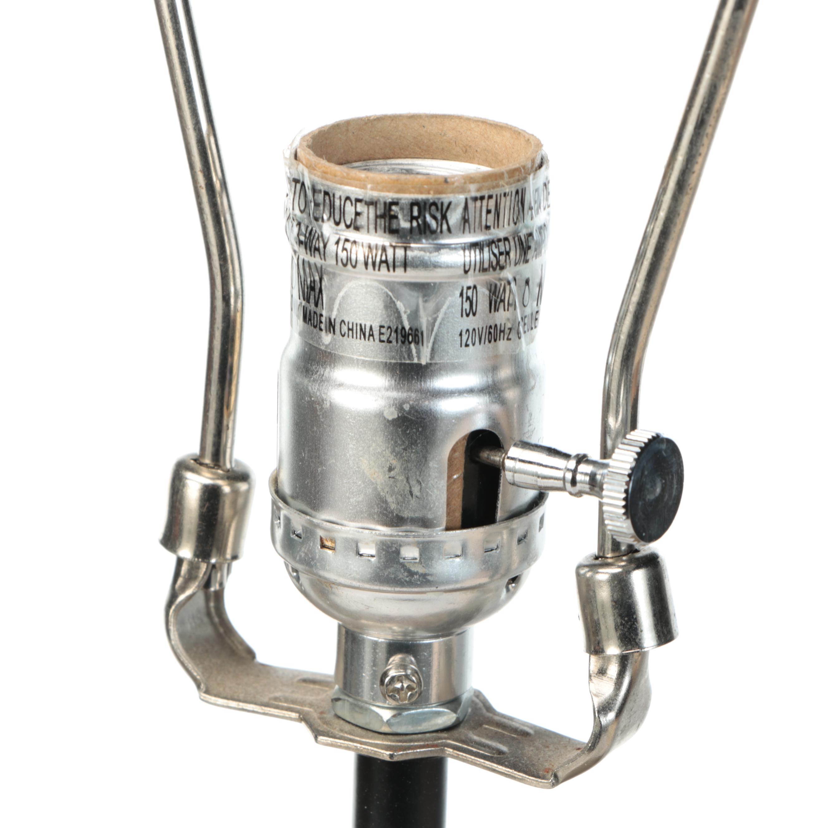 Chinese Tang Style Parcel-Gilt Polychrome Plaster Horse Table Lamp