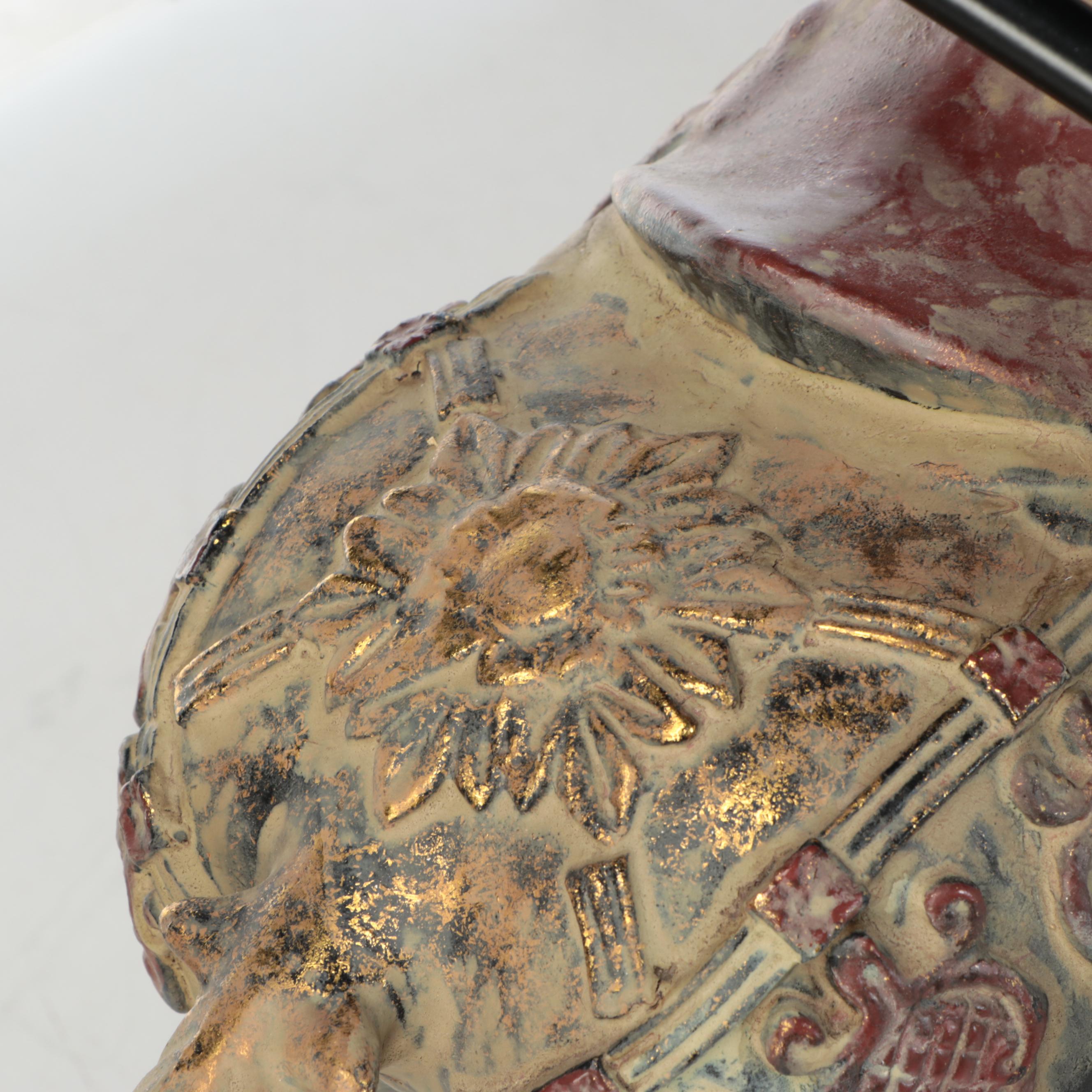 Chinese Tang Style Parcel-Gilt Polychrome Plaster Horse Table Lamp