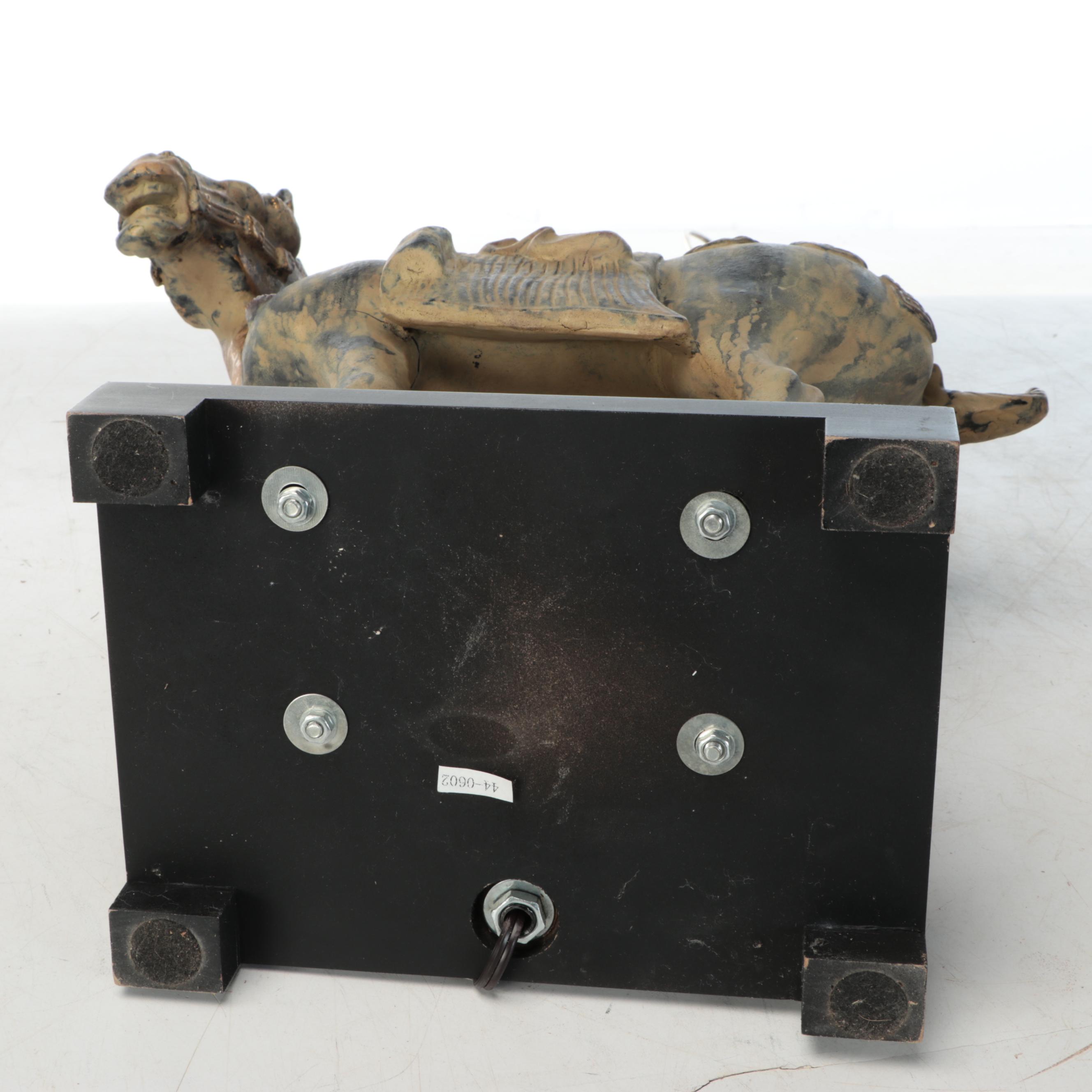 Chinese Tang Style Parcel-Gilt Polychrome Plaster Horse Table Lamp