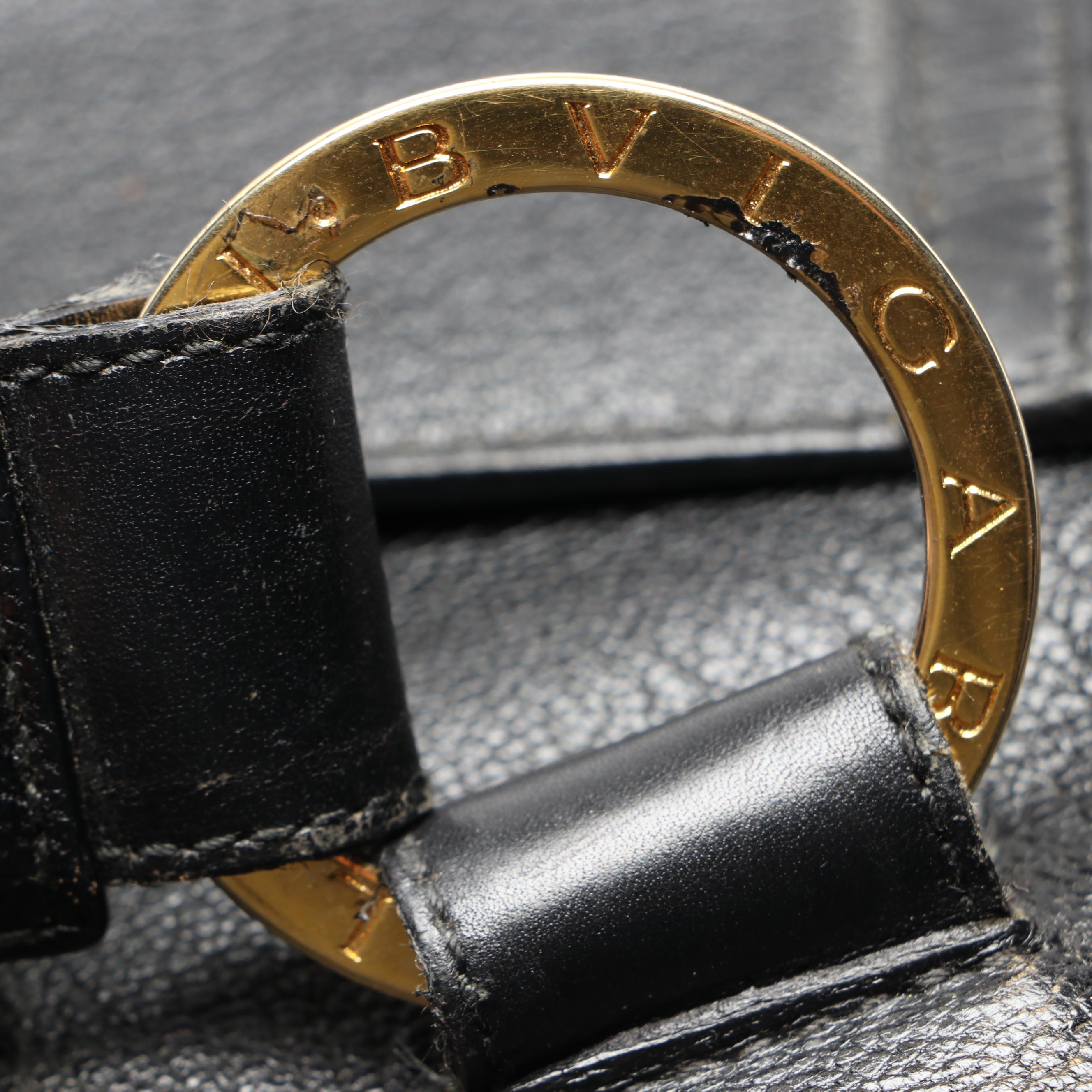 BVLGARI Large Shakira Shoulder Bag in Black Goatskin Leather