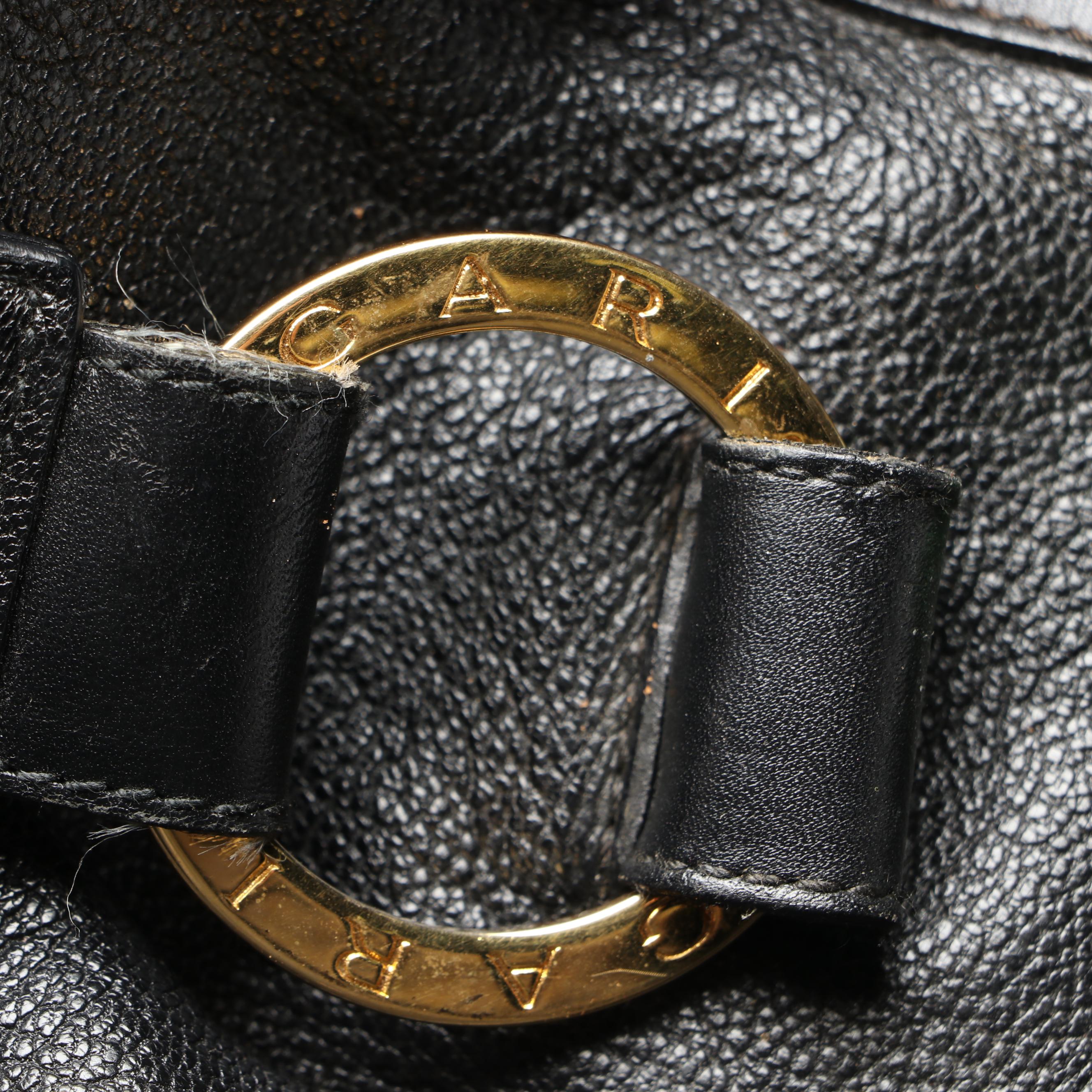 BVLGARI Large Shakira Shoulder Bag in Black Goatskin Leather