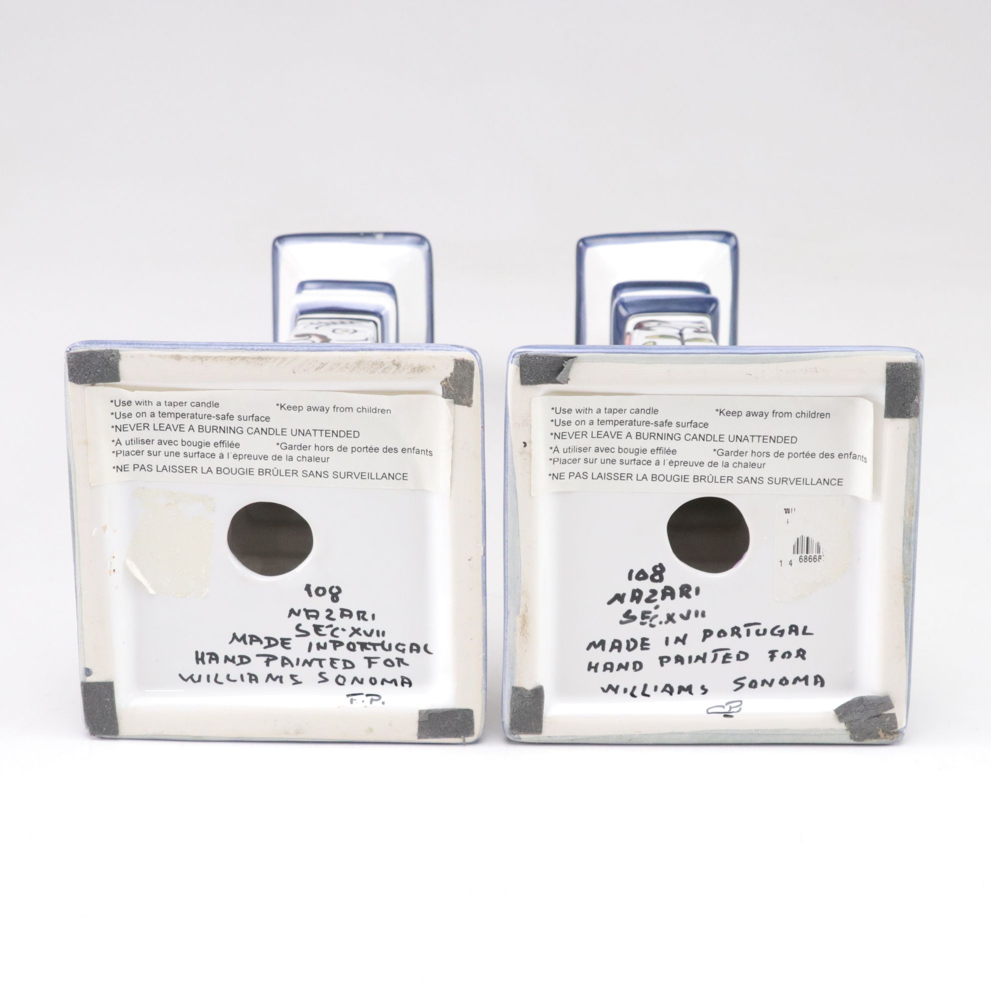 Hand-Painted Portuguese Candlesticks with Italian Plates