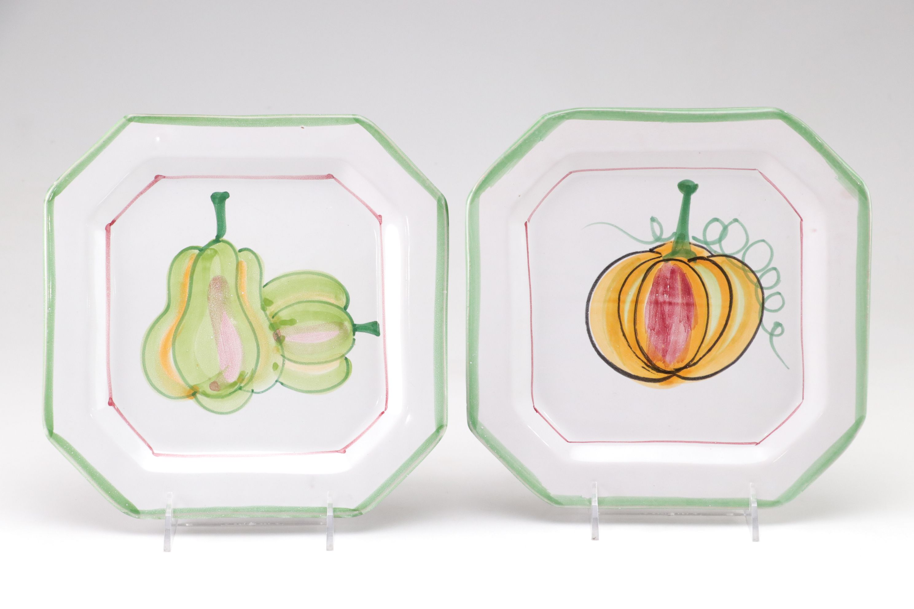 Hand-Painted Portuguese Candlesticks with Italian Plates