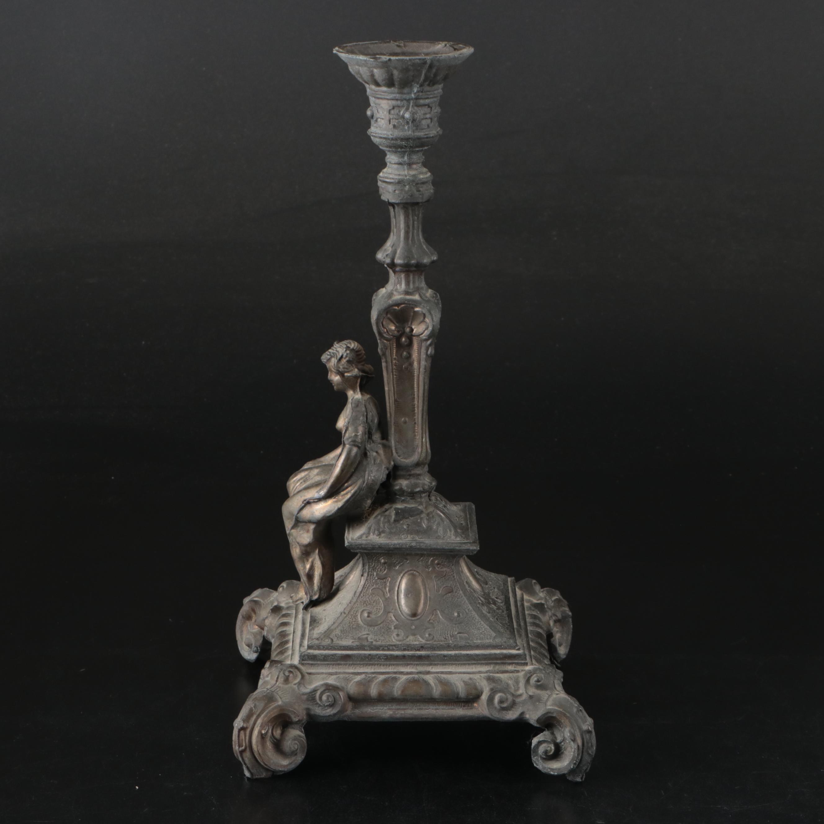 Pair of Atlantis Silver Mounted Crystal with Neoclassical Style Candle Holders