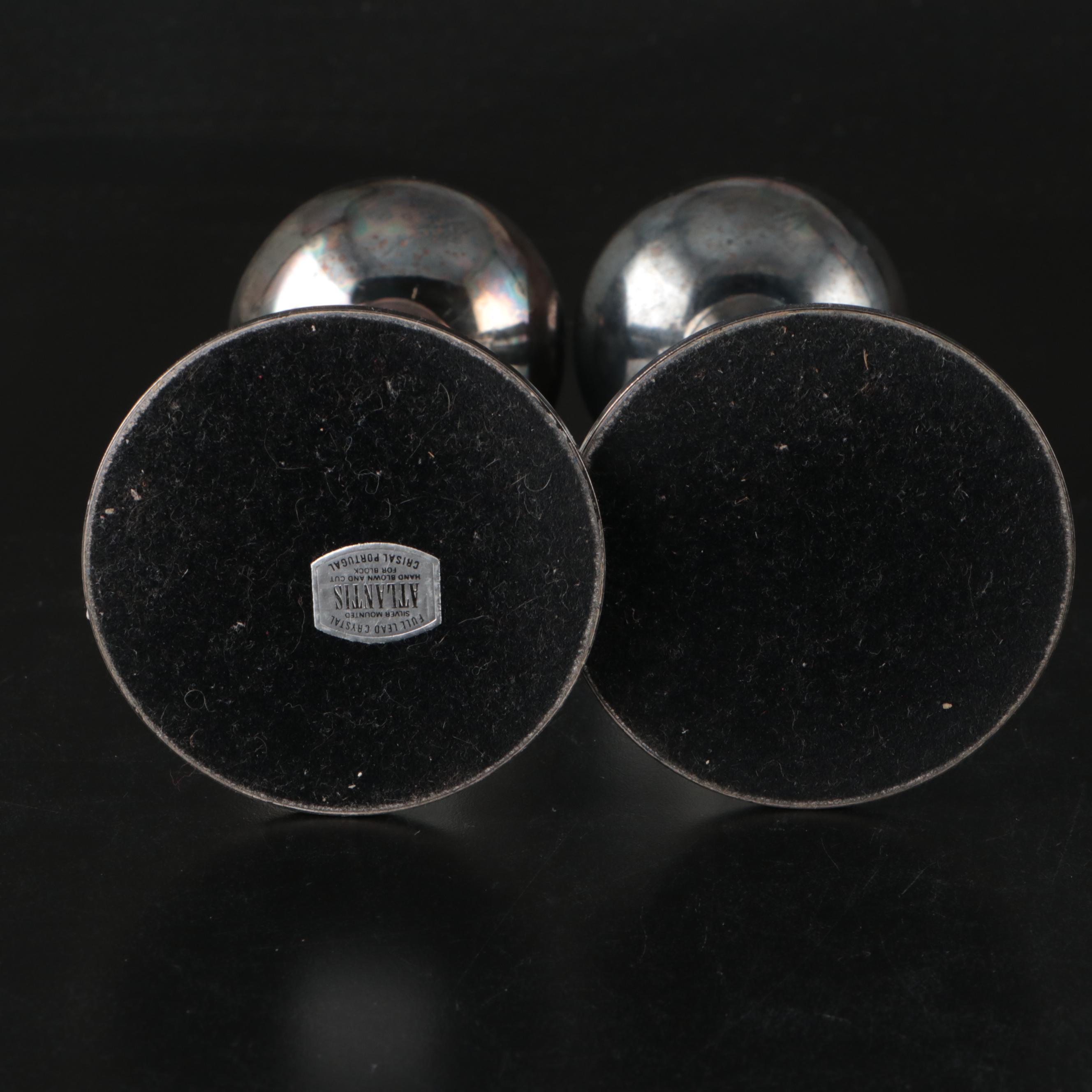 Pair of Atlantis Silver Mounted Crystal with Neoclassical Style Candle Holders