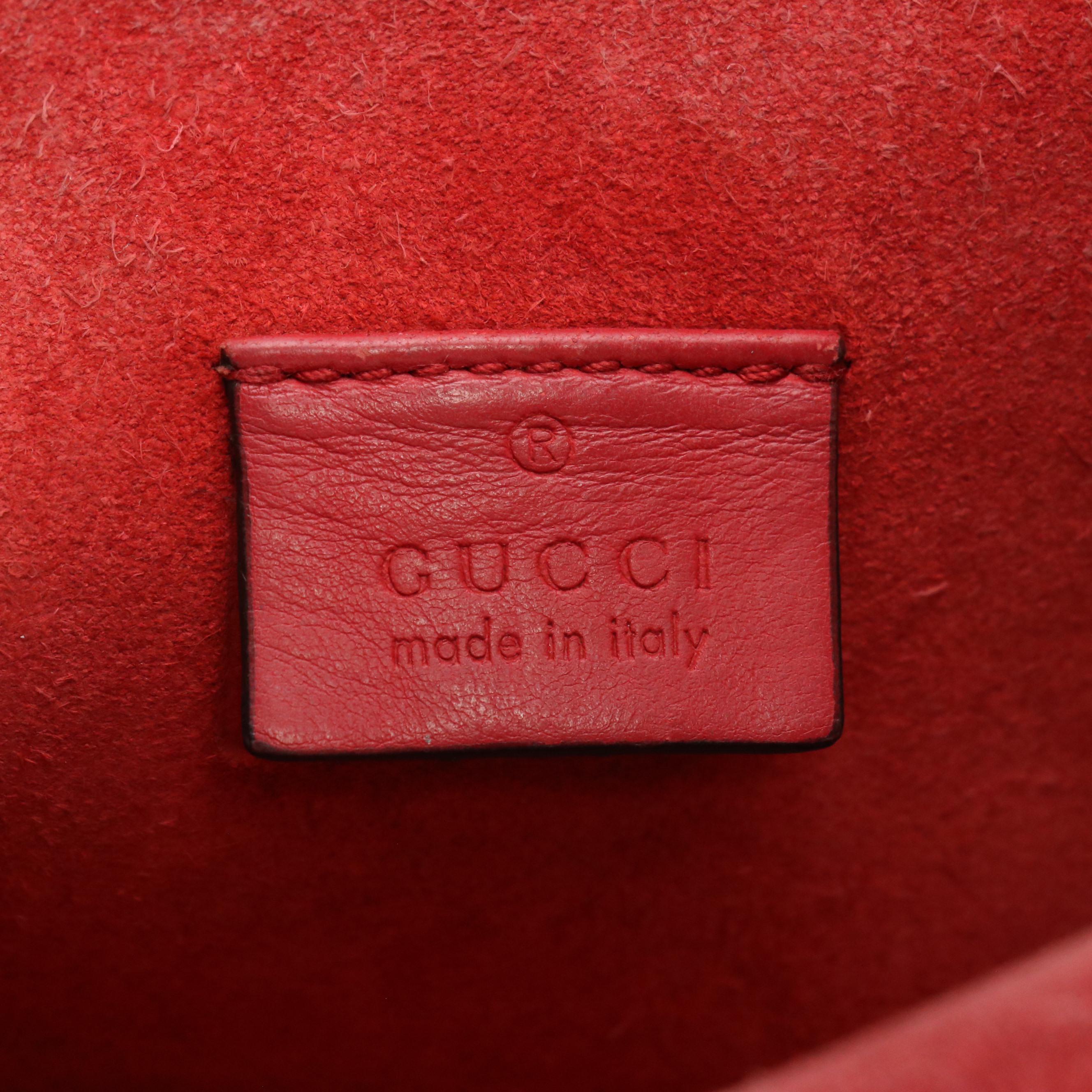 Gucci Small Dionysus Shoulder Bag in GG Supreme Canvas and Red Suede