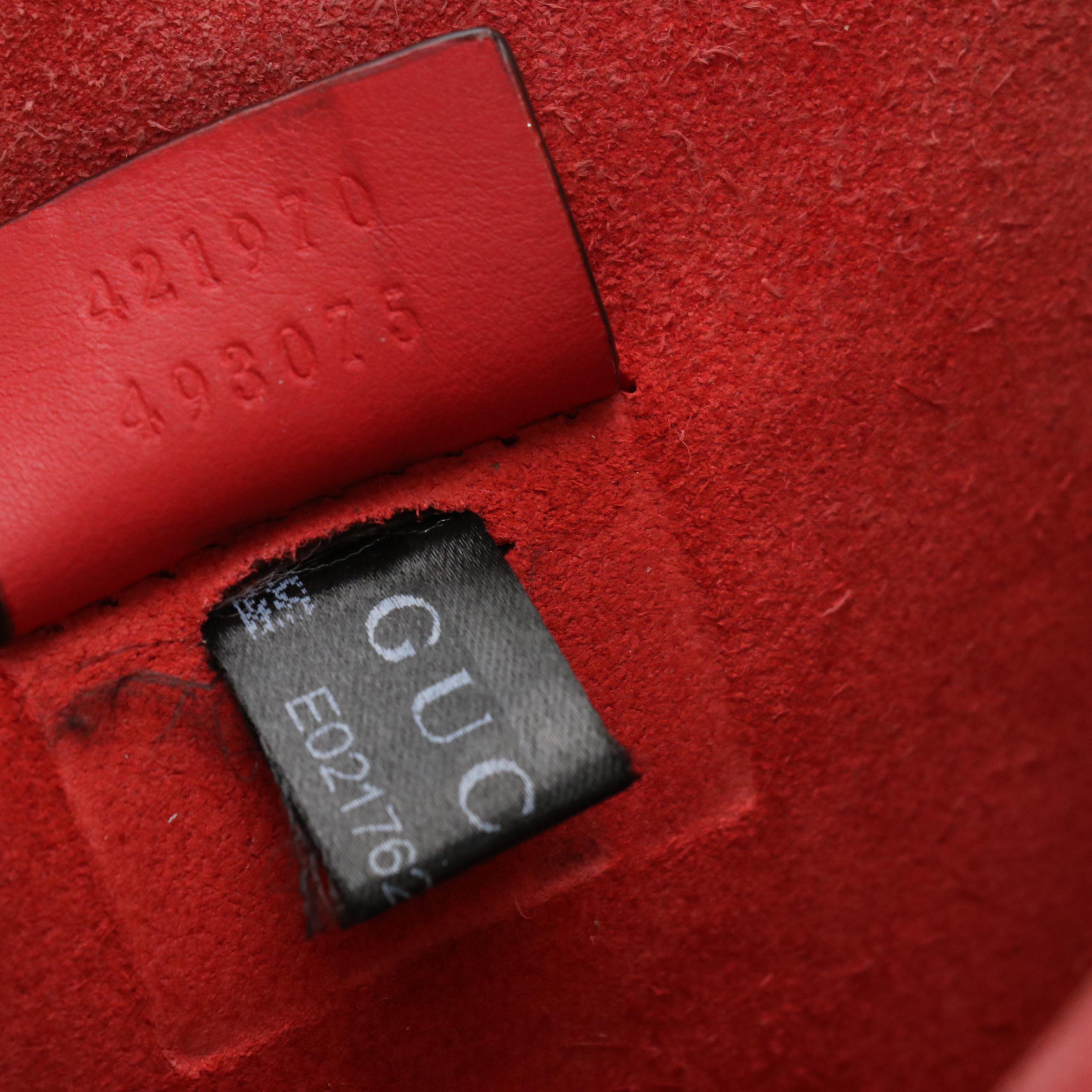 Gucci Small Dionysus Shoulder Bag in GG Supreme Canvas and Red Suede