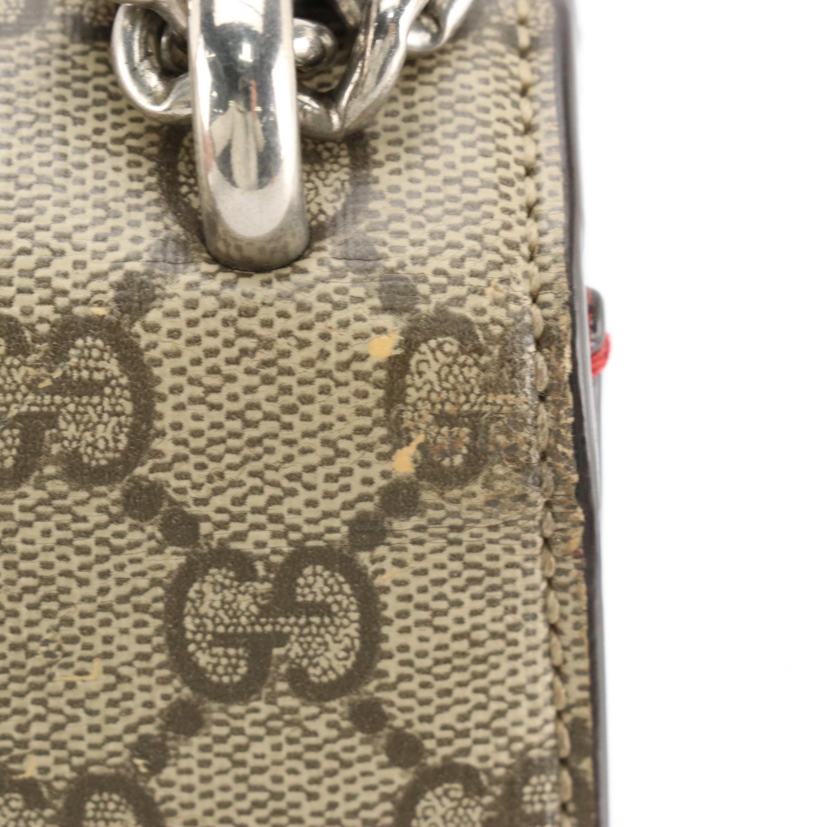 Gucci Small Dionysus Shoulder Bag in GG Supreme Canvas and Red Suede