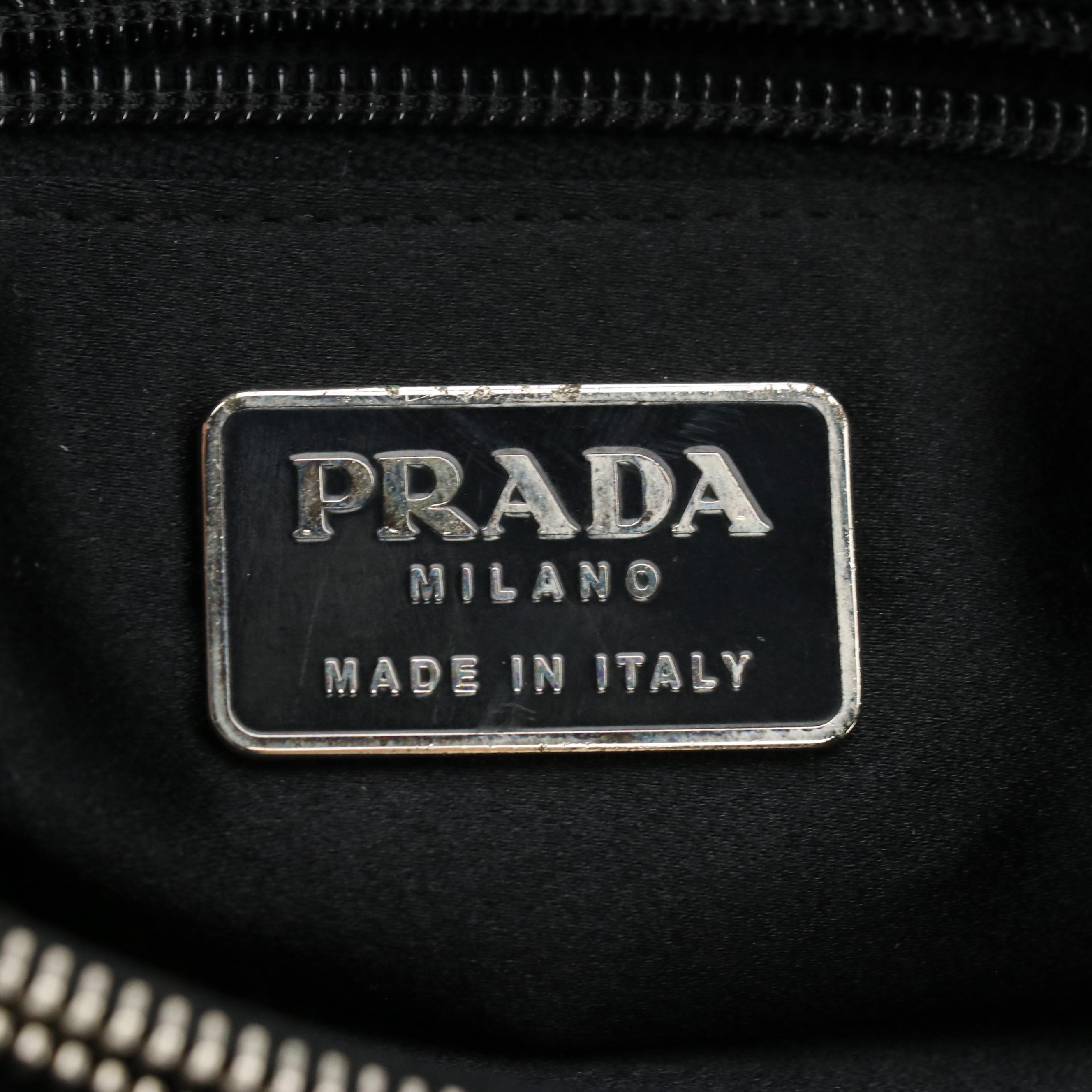 Prada Top Handle Tote in Smooth Black Calfskin Leather