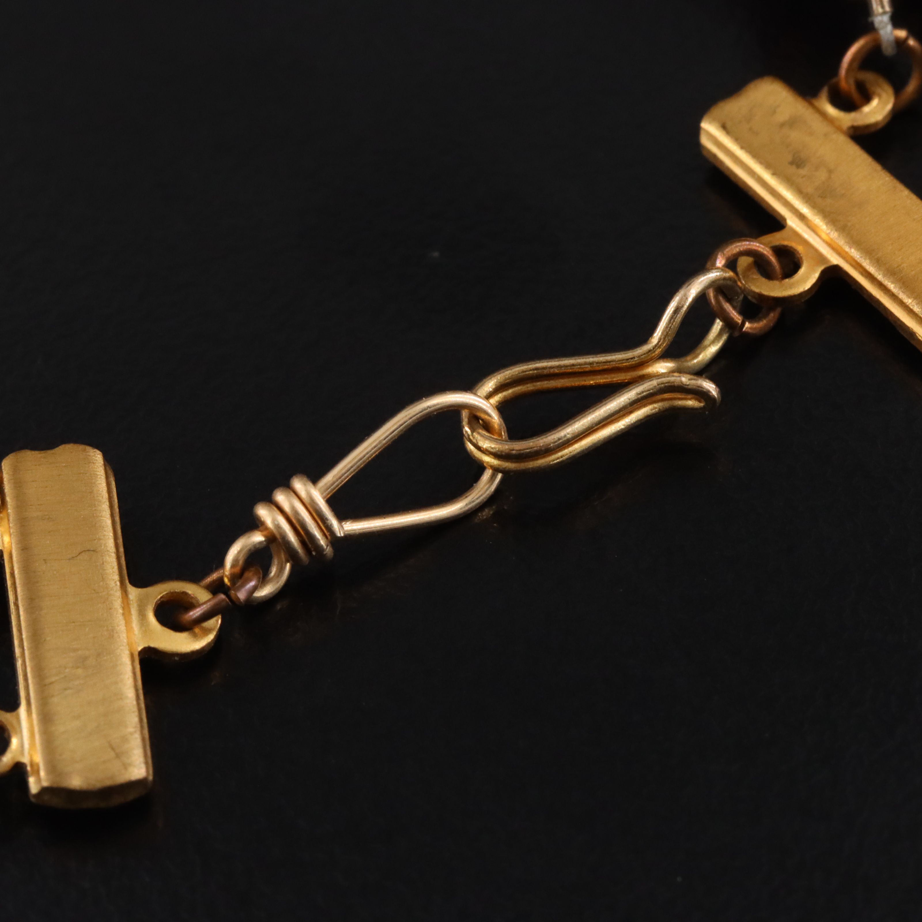 Double Strand Garnet and Pearl Cross Bracelet