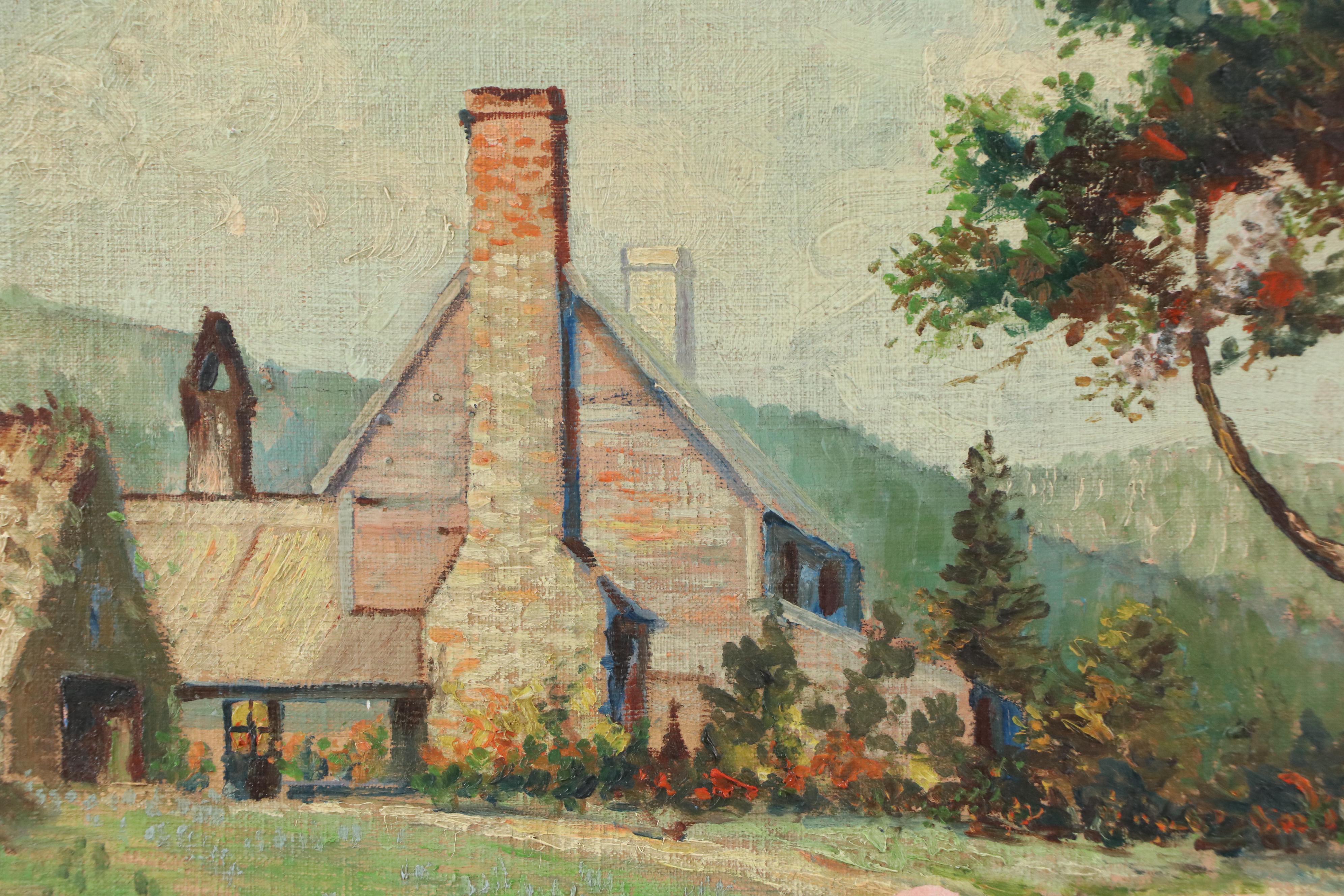 Nunzio Vayana Oil Painting of Landscape with Cottage