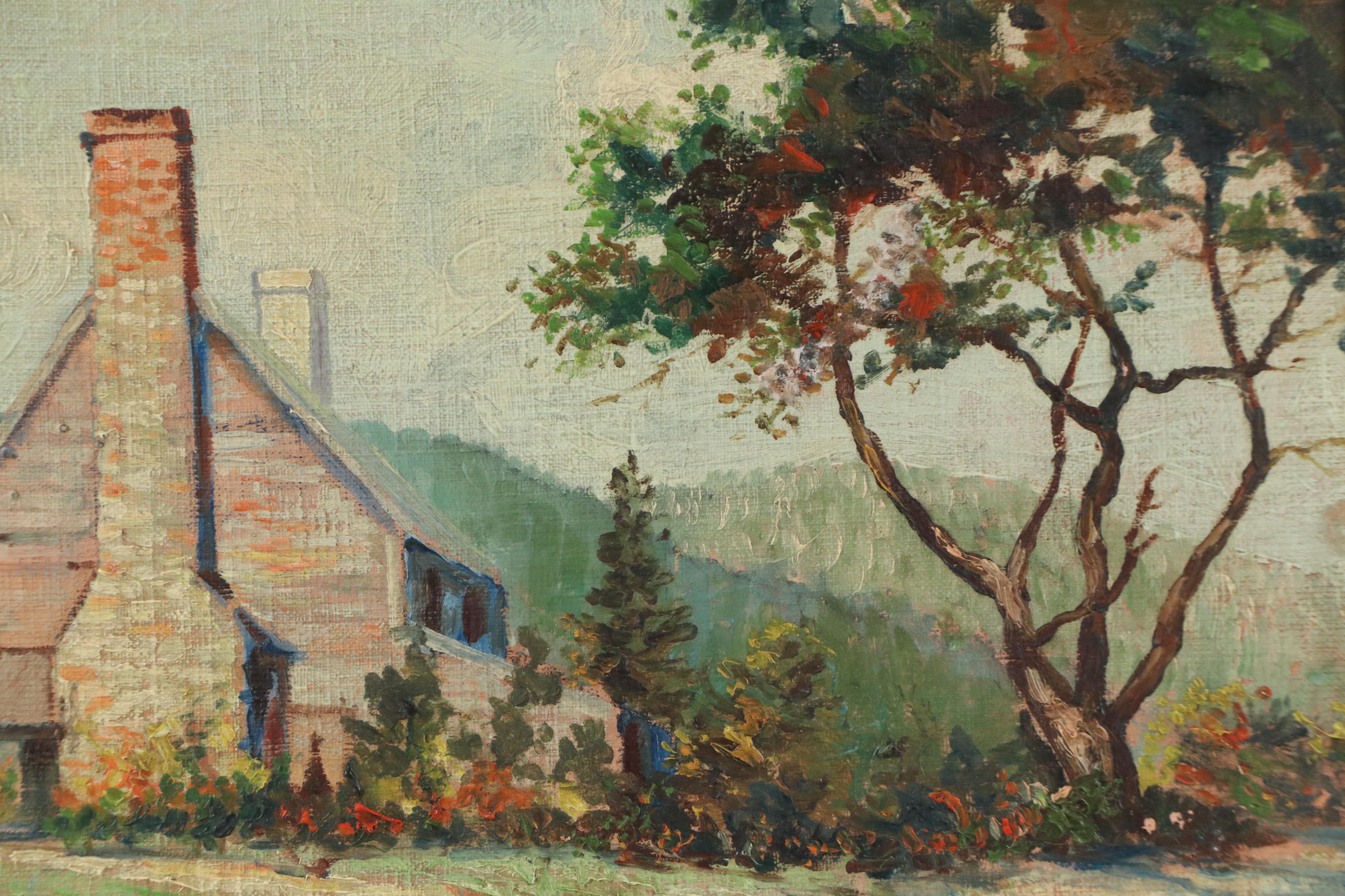 Nunzio Vayana Oil Painting of Landscape with Cottage