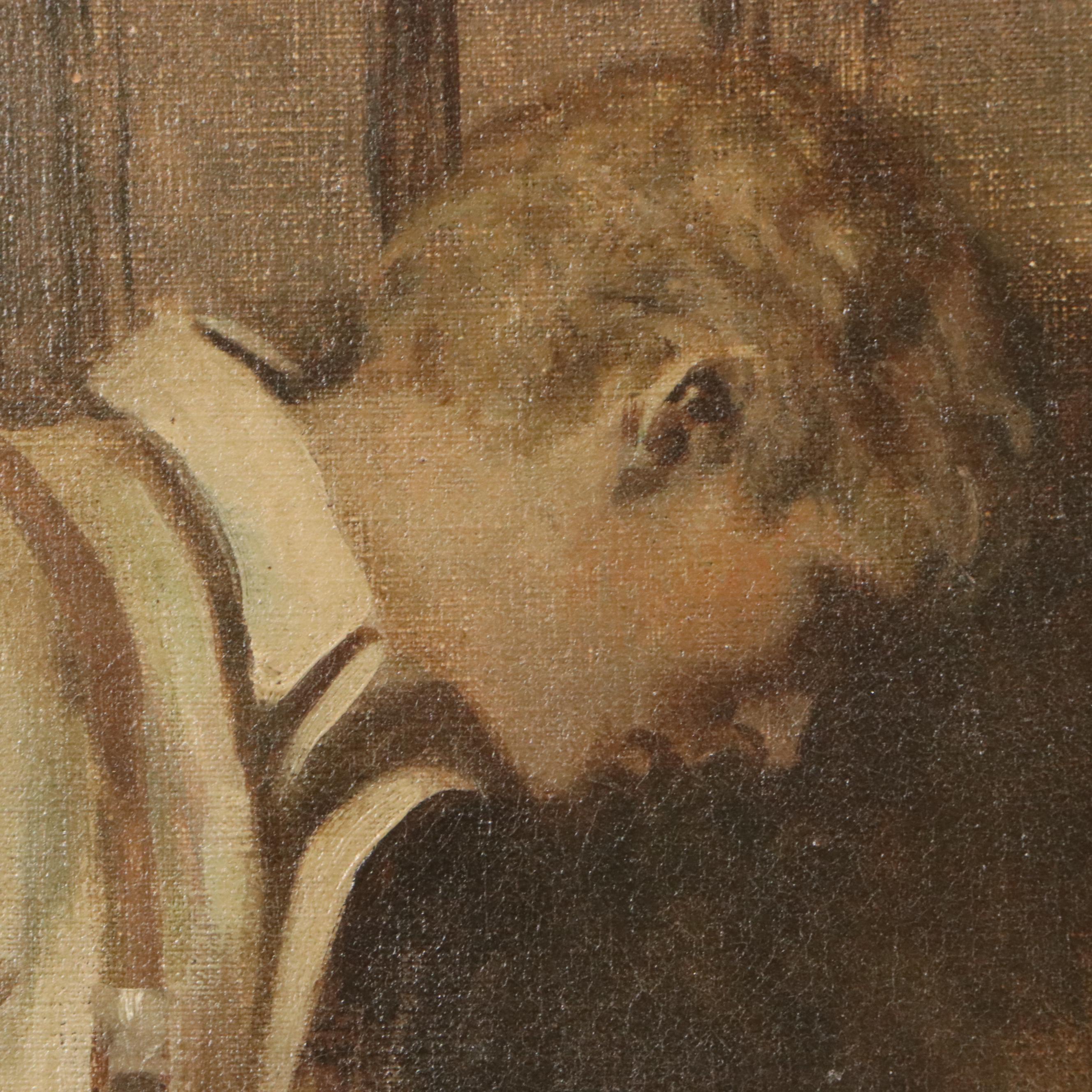 Gayle Hoskins Genre Oil Painting of Boy and Girl, 20th Century